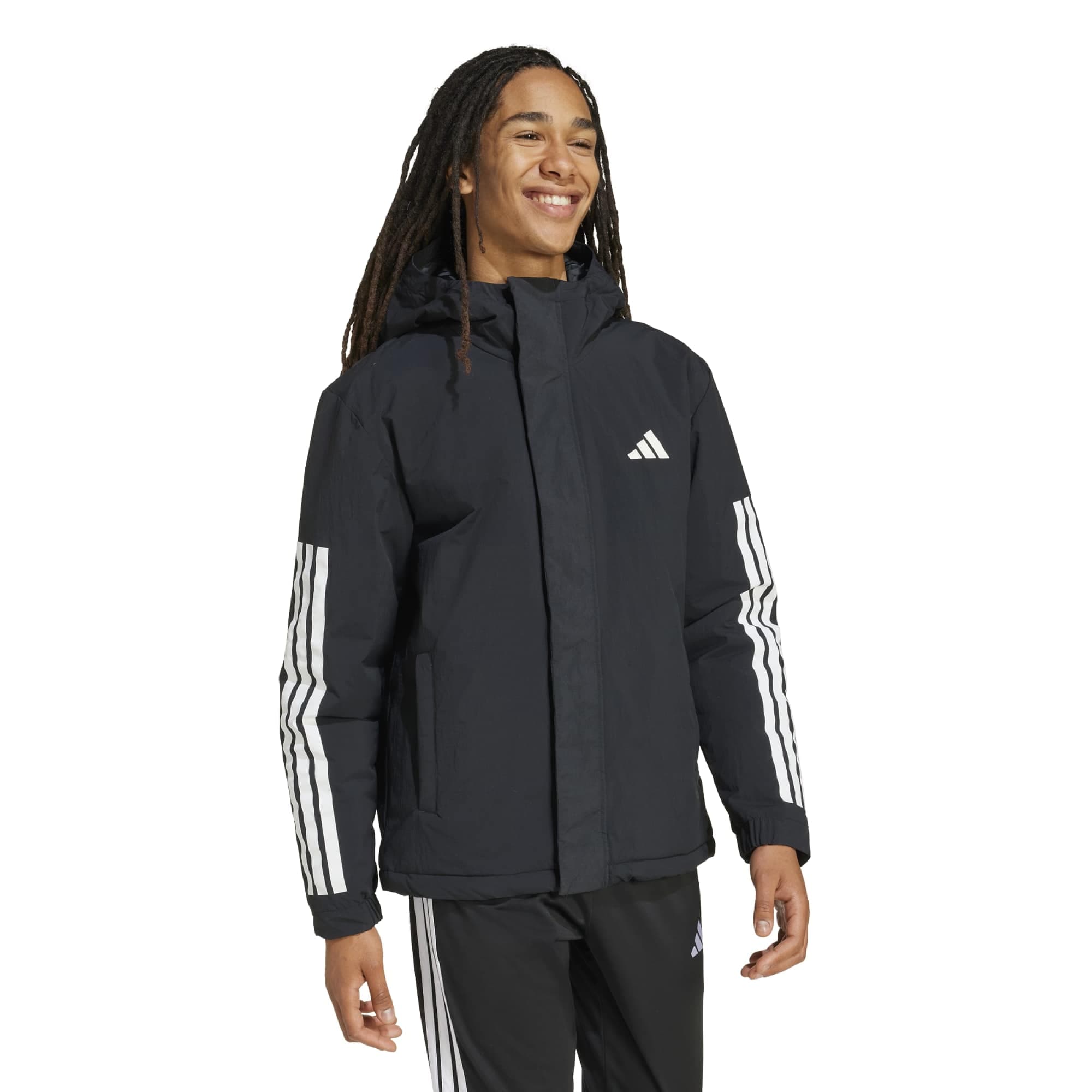 adidas adidas 3S Hooded Ins J Erkek Ceket Siyah - 2