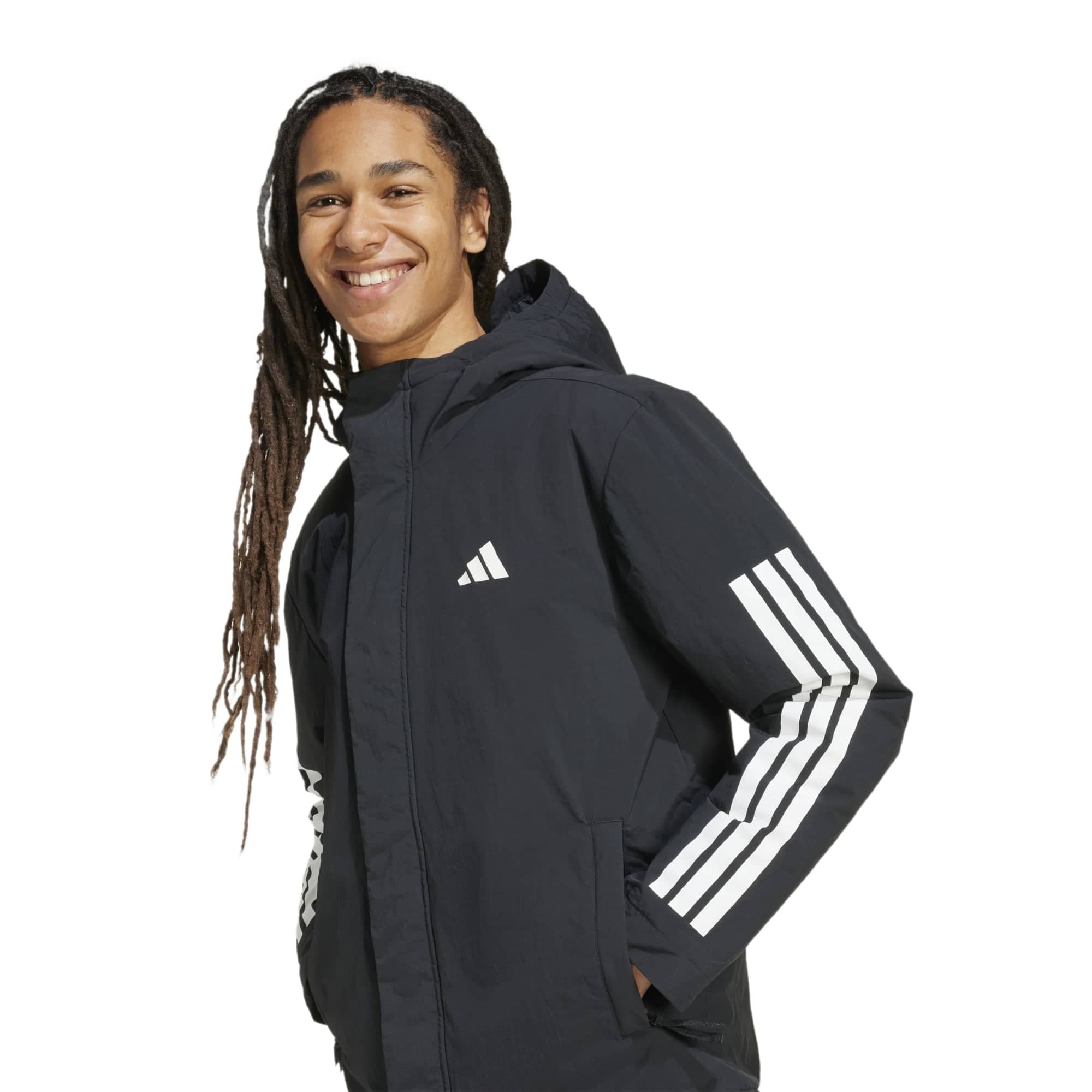 adidas adidas 3S Hooded Ins J Erkek Ceket Siyah - 3