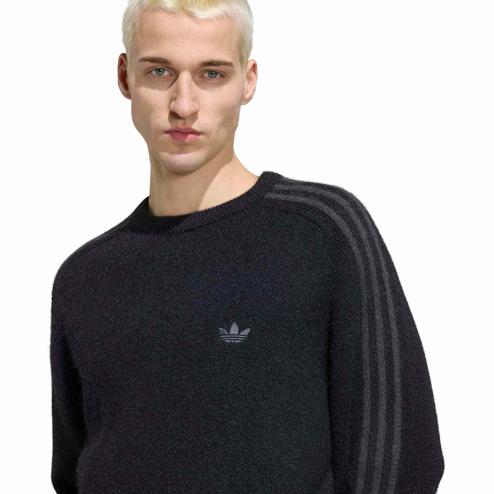 adidas adidas 3S Knıt Crew Erkek Sweatshirt Siyah - 2