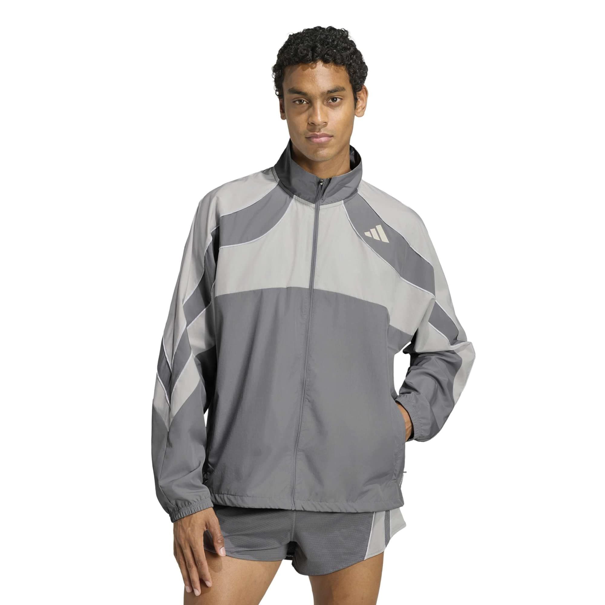 adidas Adızero A Jkt M Erkek Yağmurluk-Rüzgarlık Gri - 1