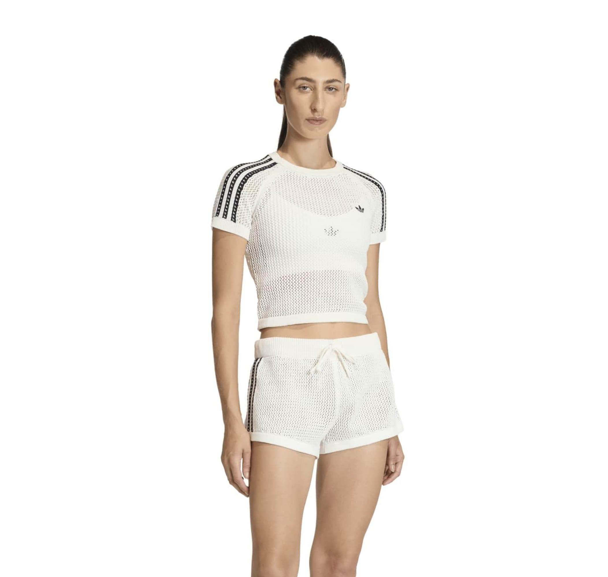 adidas adidas Crochet Tee Kadın T-Shirt Beyaz - 2