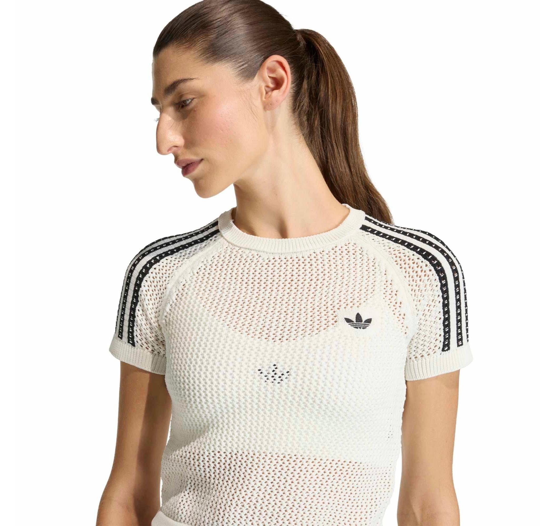 adidas adidas Crochet Tee Kadın T-Shirt Beyaz - 5