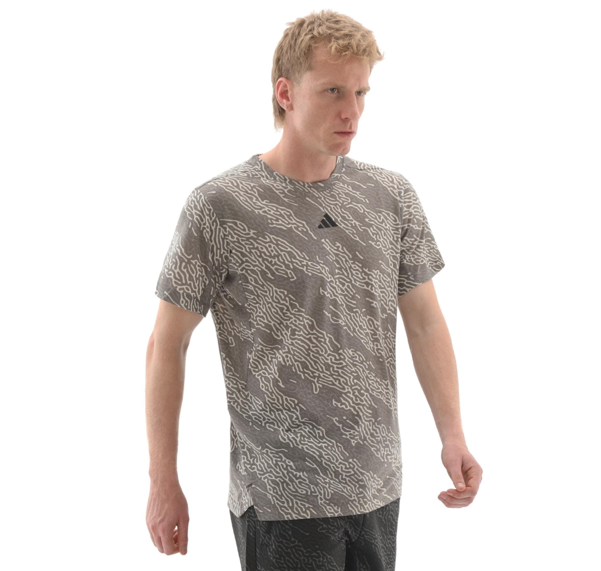 adidas adidas D4T Aop Tee Erkek T-Shirt Gri - 3