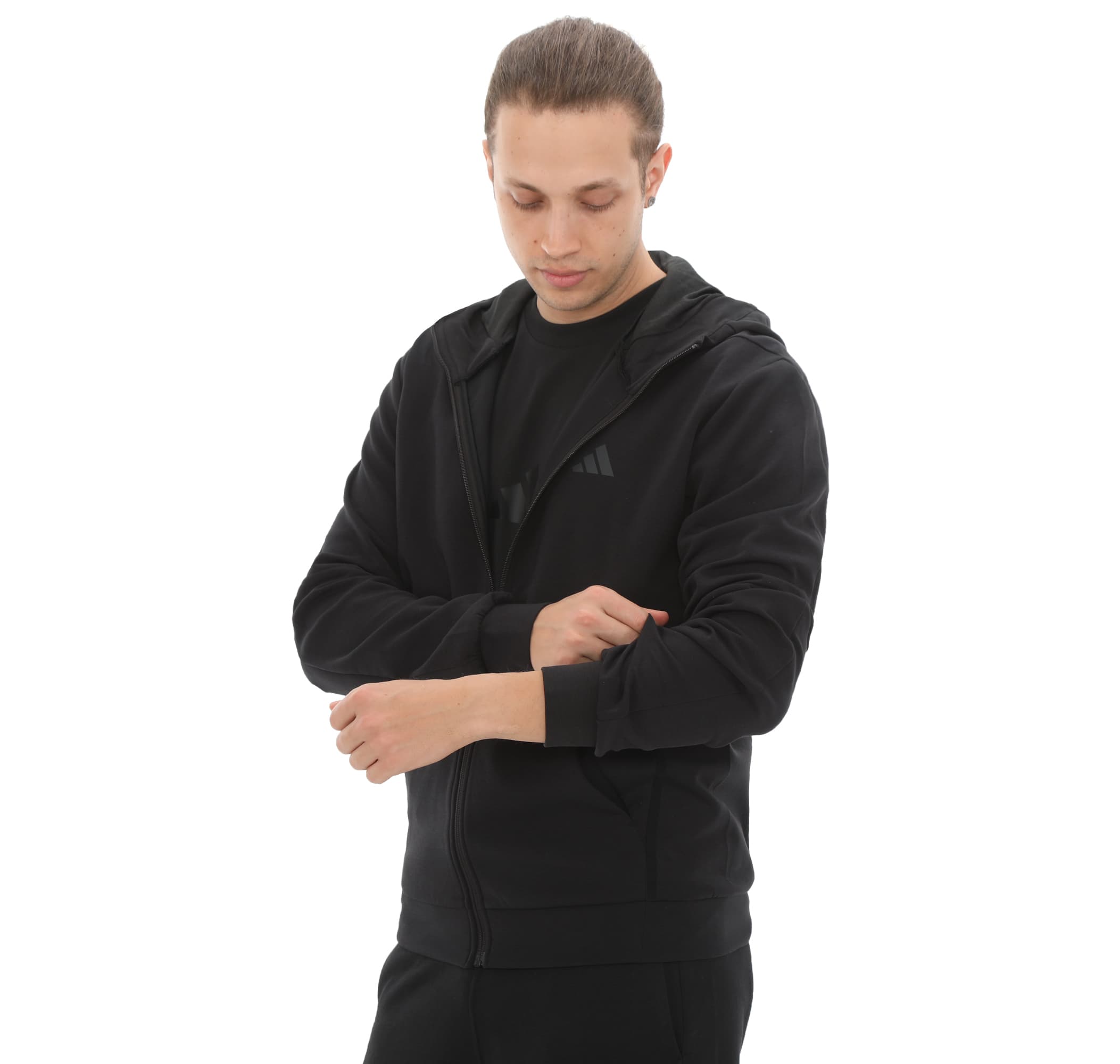 adidas adidas D4T Full-Zıp Ho Erkek Ceket Siyah - 3