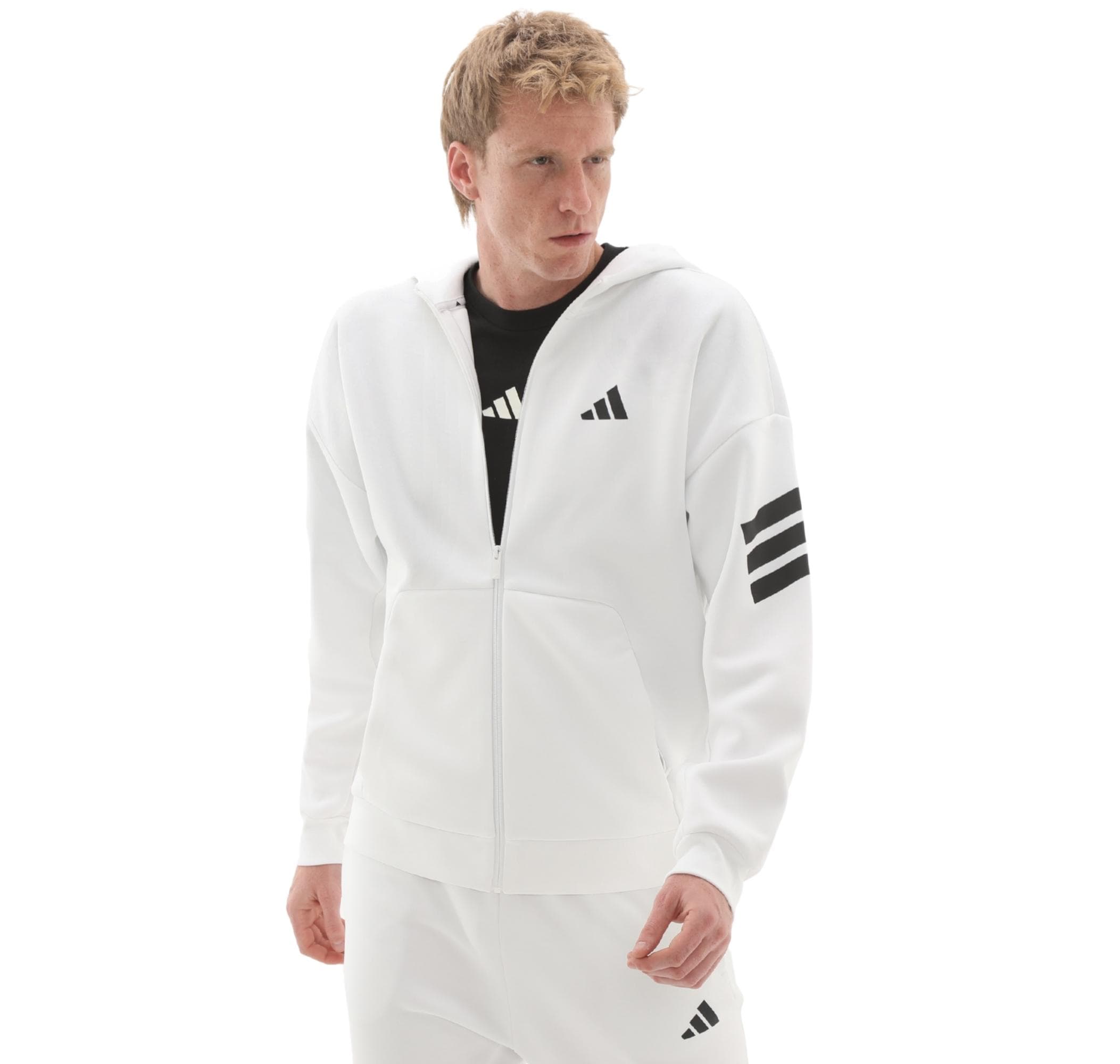 adidas adidas M Fı 3S Fz Erkek Ceket Beyaz - 4