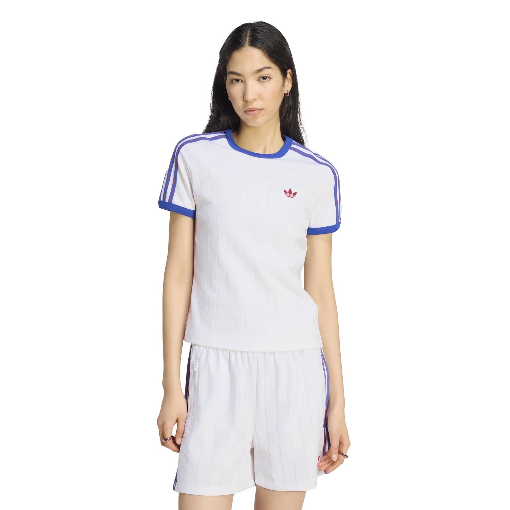adidas adidas Pstrıpe Ss Tee Kadın T-Shirt Beyaz