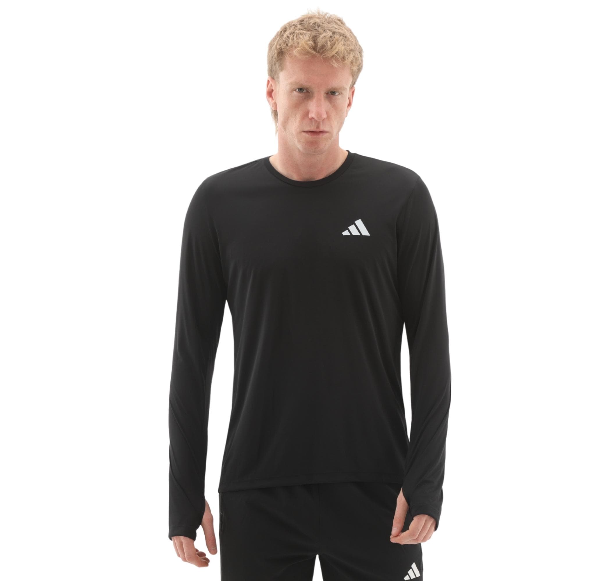 adidas adidas Run Ess Ls M Erkek Sweatshirt Siyah