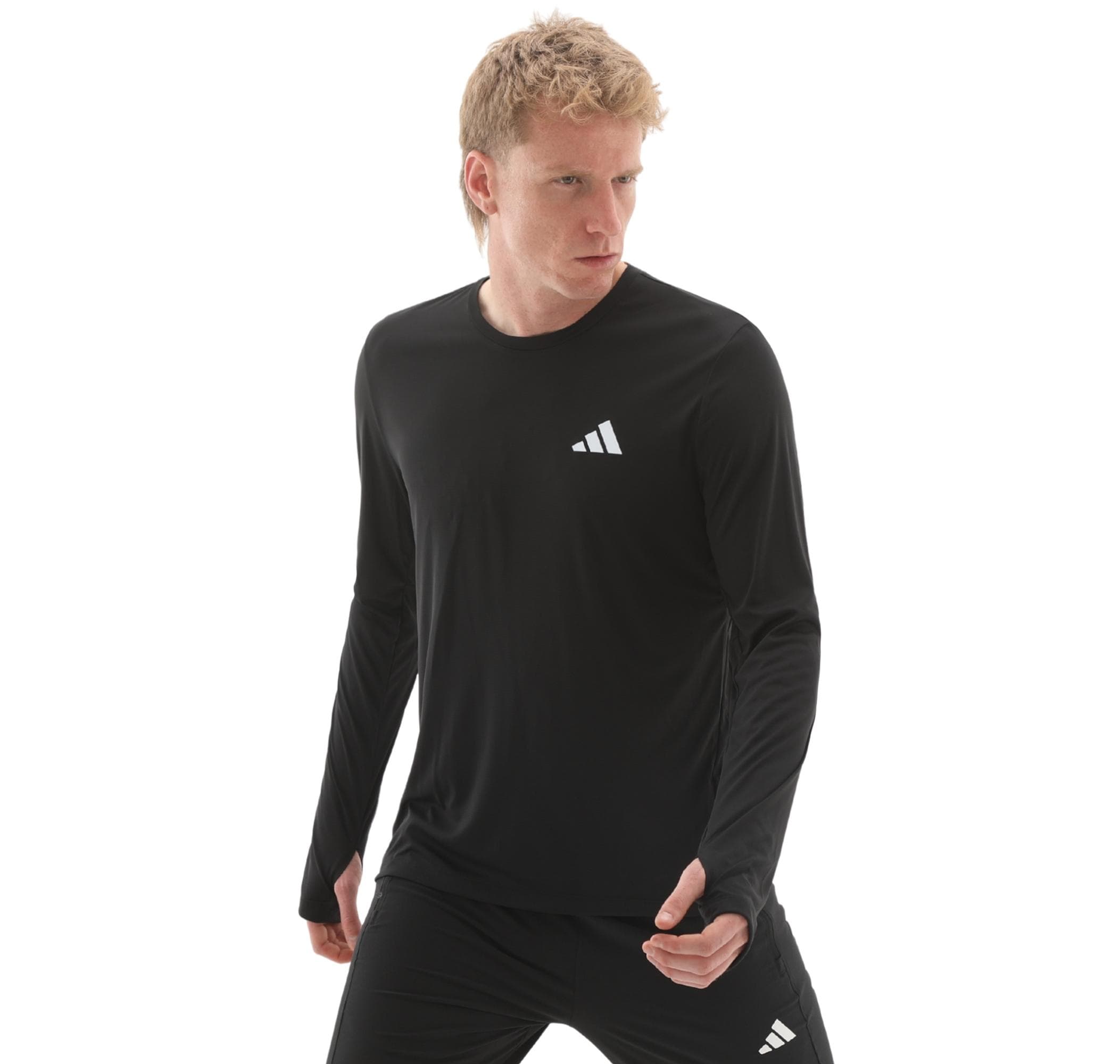 adidas adidas Run Ess Ls M Erkek Sweatshirt Siyah - 3