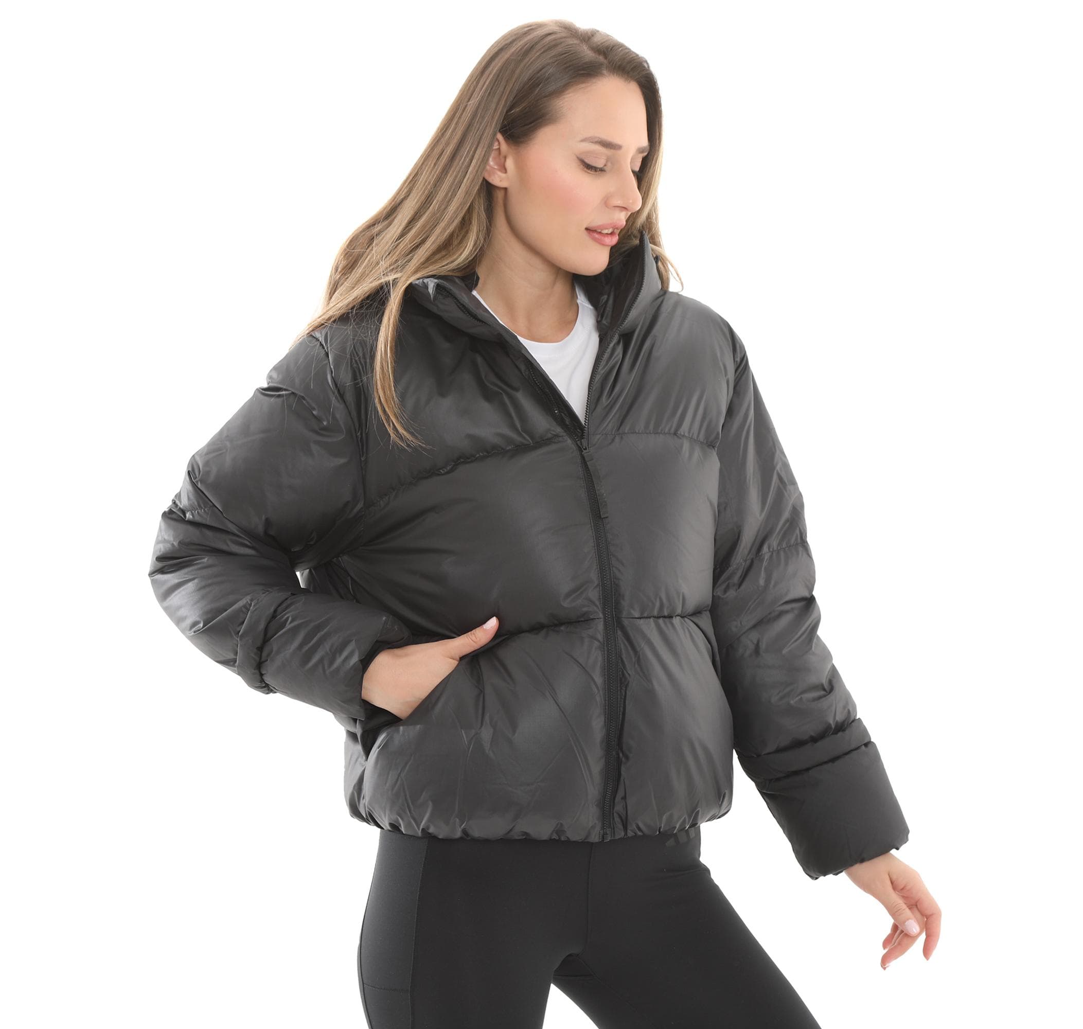 adidas adidas W Bıg Baffle J Kadın Mont Siyah - 2
