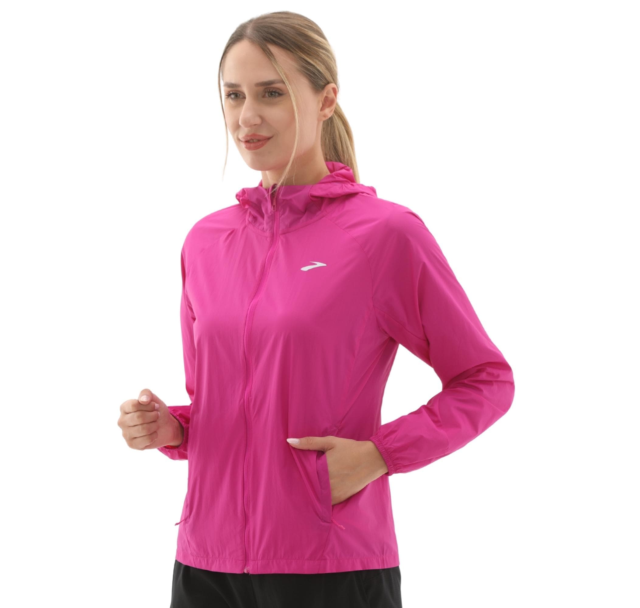 Brooks Brooks Canopy Jacket 2.0 Kadın Yağmurluk-Rüzgarlık Pembe - 4