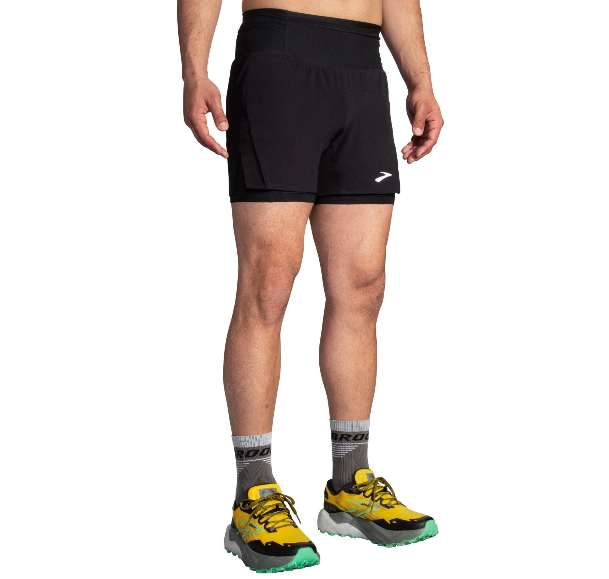 Brooks Brooks High Point 5 2-In-1 Short 2.0 Erkek Şort Ve Kapri Siyah