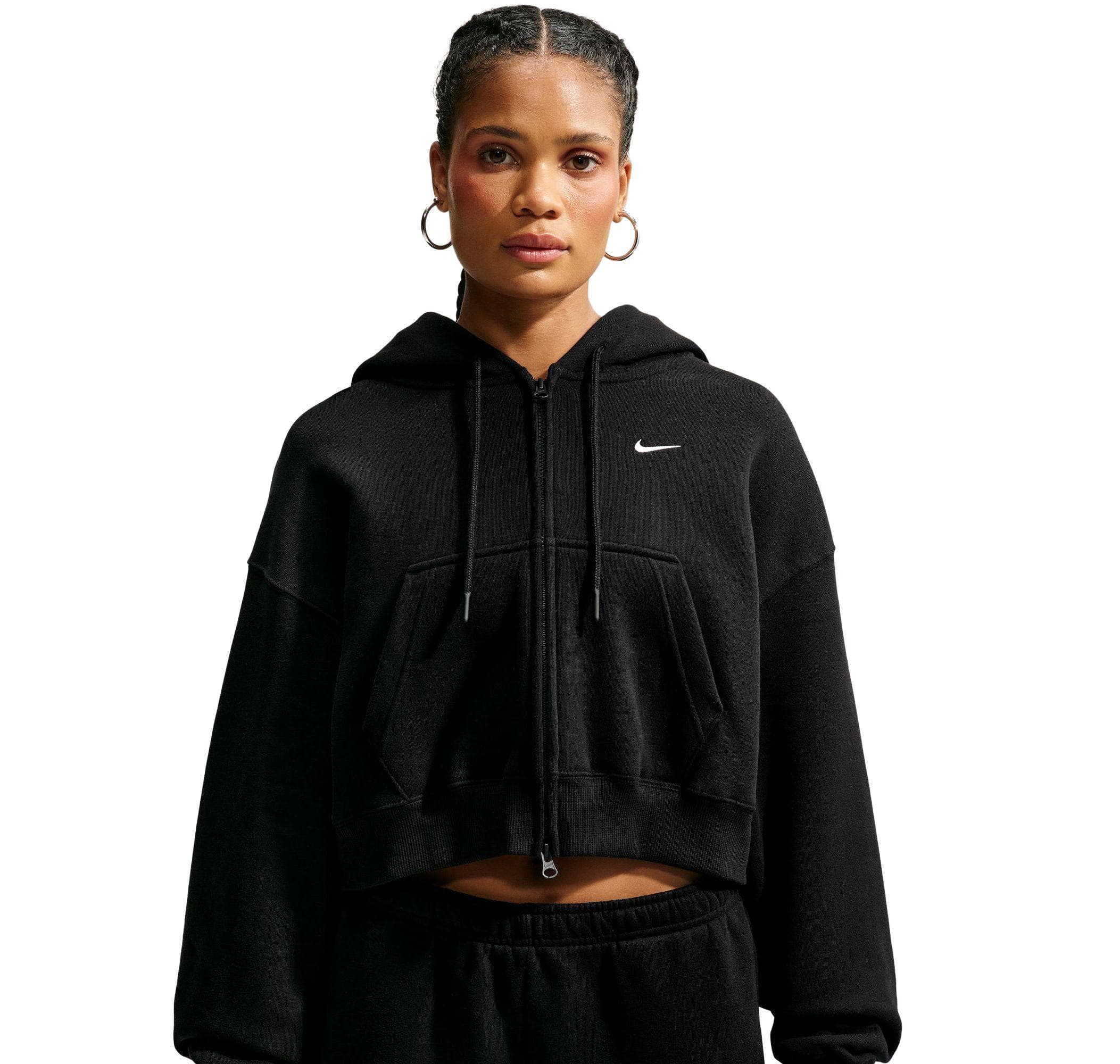 Nike Nike W Nk Stdo Flc Mw Os Crp Fz Hdy Kadın Ceket Siyah - 3