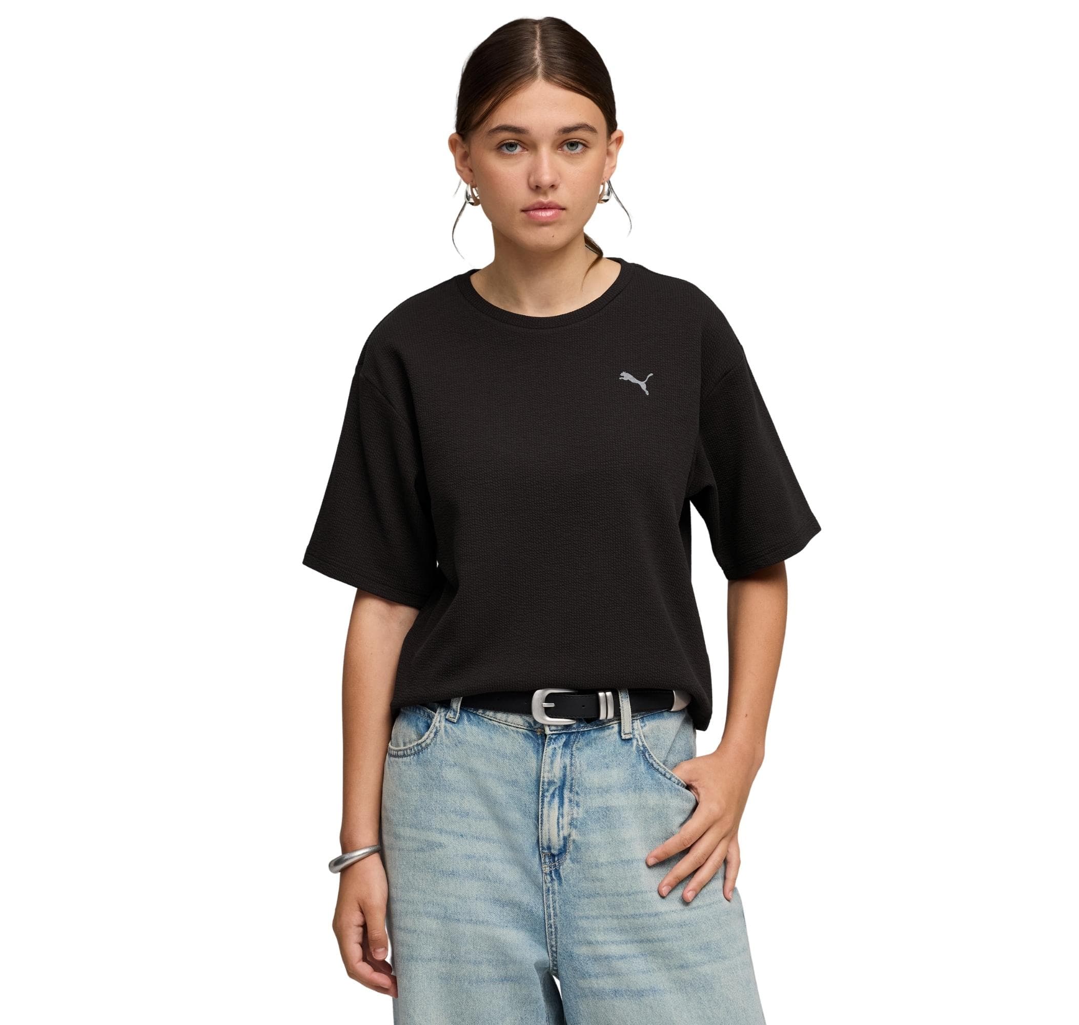 Puma Puma Ess Elevated Tee Kadın T-Shirt Siyah