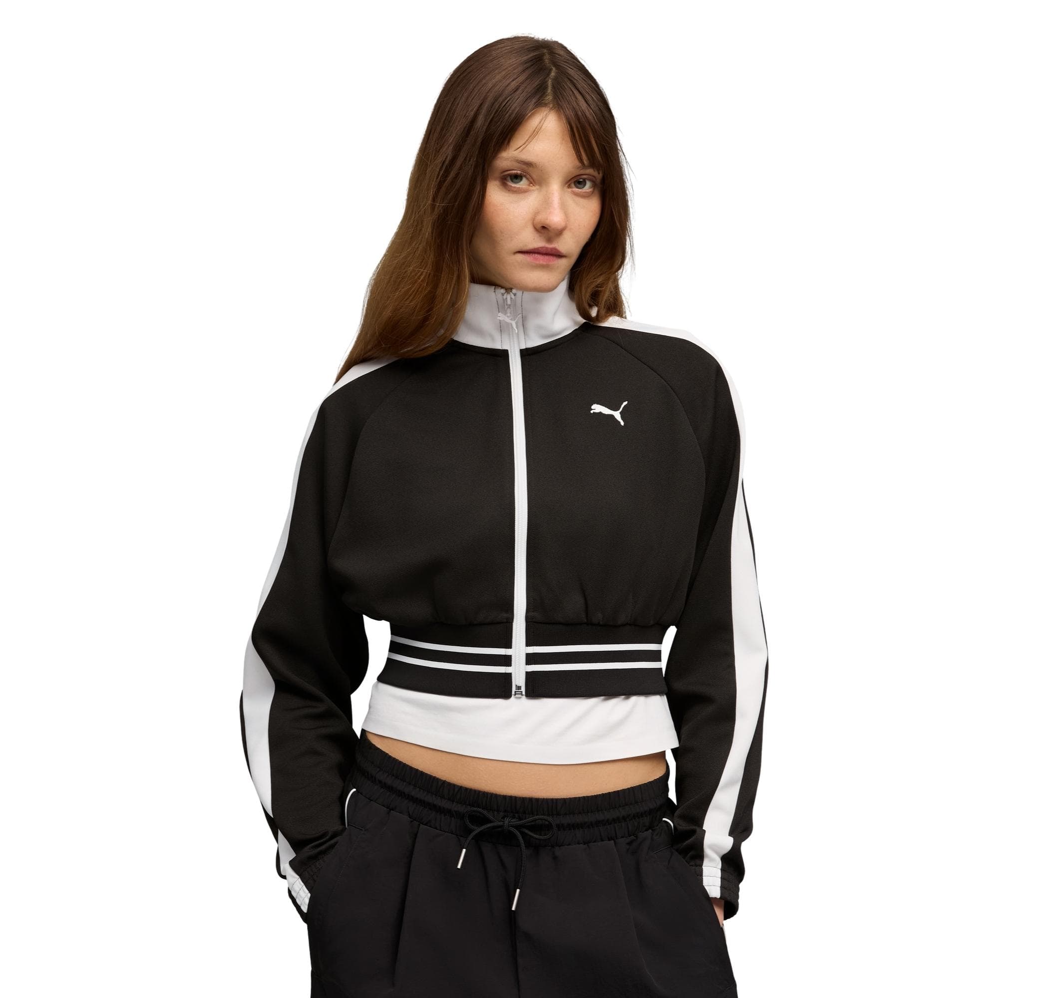 Puma Puma T7 Pique Cropped Jacket Kadın Ceket Siyah