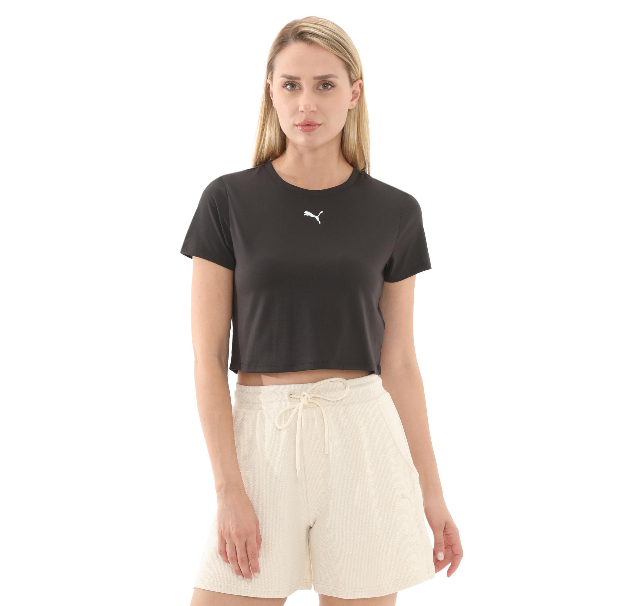 Puma Puma Tad Essentıal W Baby Tee Kadın T-Shirt Siyah