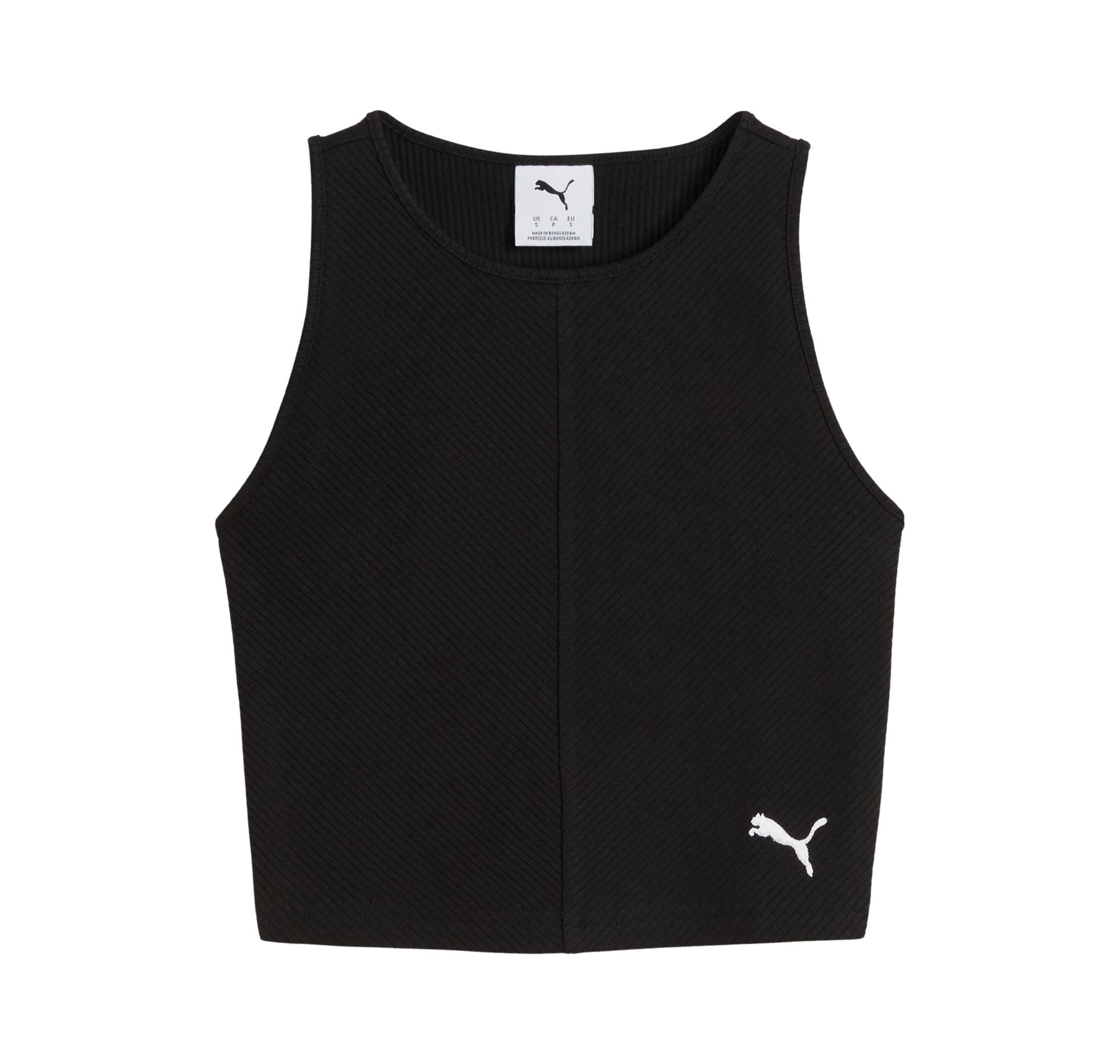 Puma Puma Wardrobe Ess Ribbed Crop Top Kadın T-Shirt Siyah