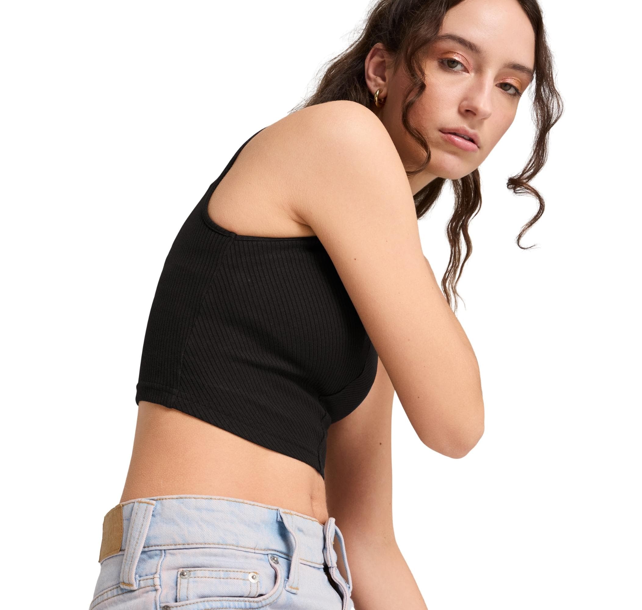 Puma Puma Wardrobe Ess Ribbed Crop Top Kadın T-Shirt Siyah - 4