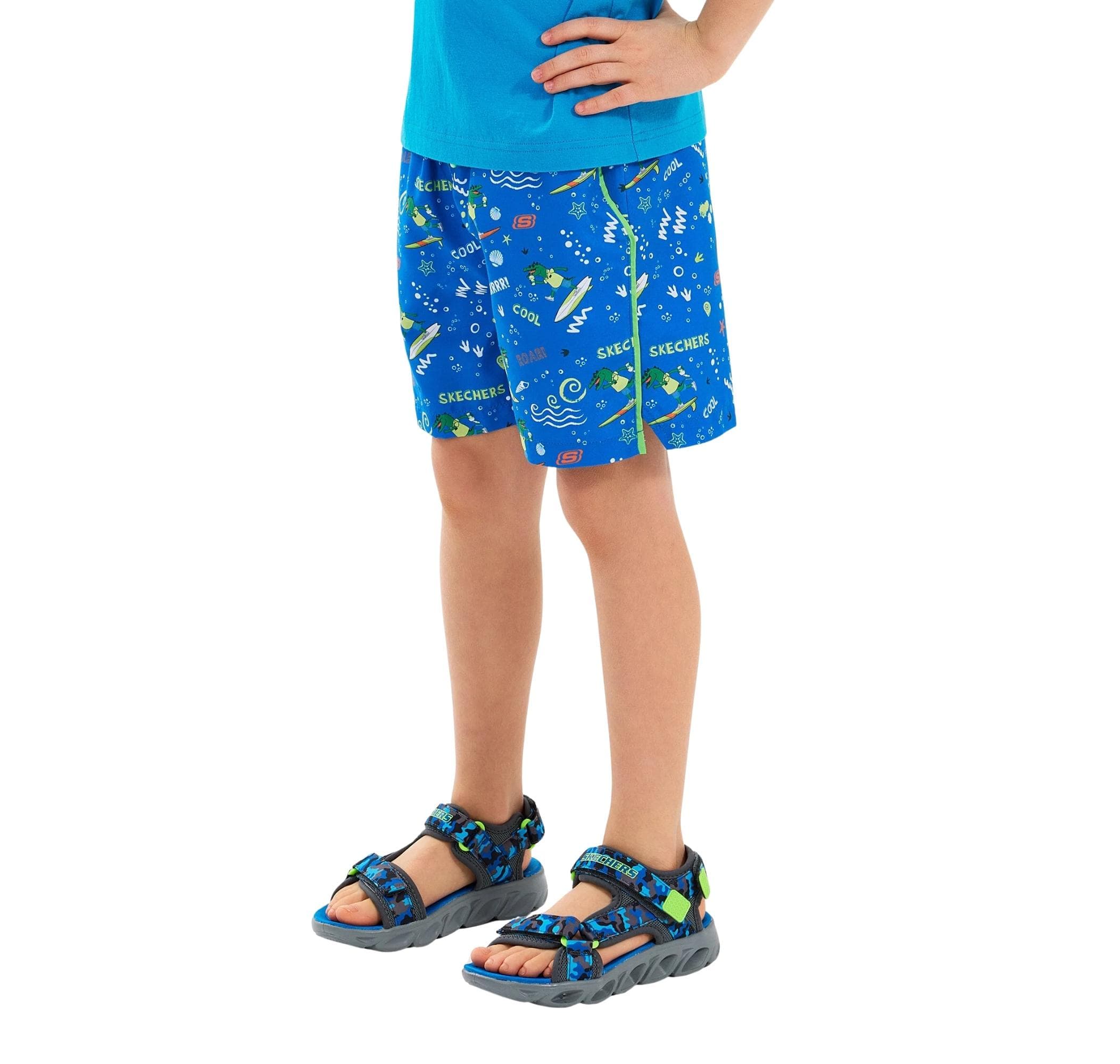Skechers Skechers B 5 Inch Allover Print Swimshort Çocuk Şort Ve Kapri Mavi - 2