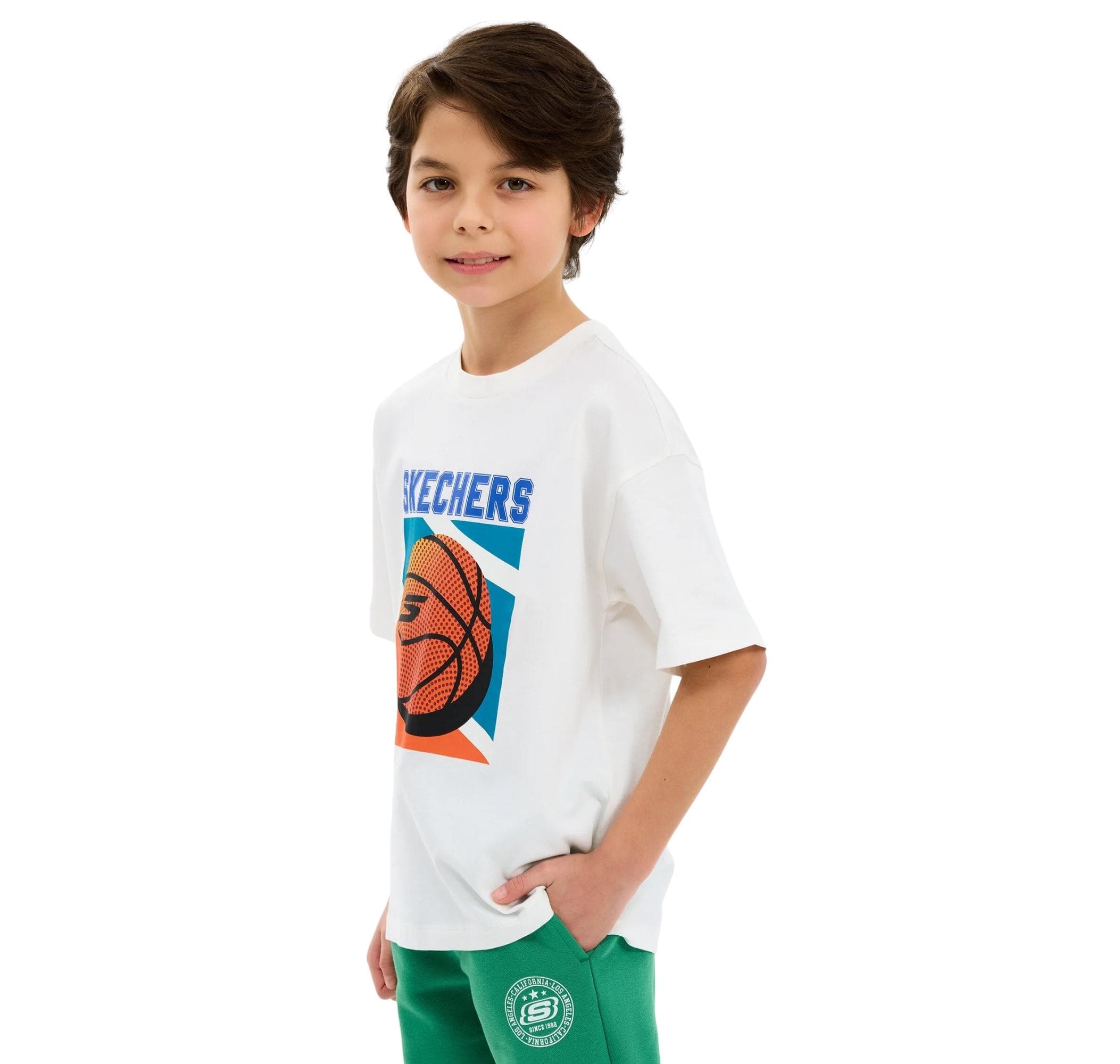 Skechers Skechers B Graphic Tee Oversize Çocuk T-Shirt Beyaz - 2