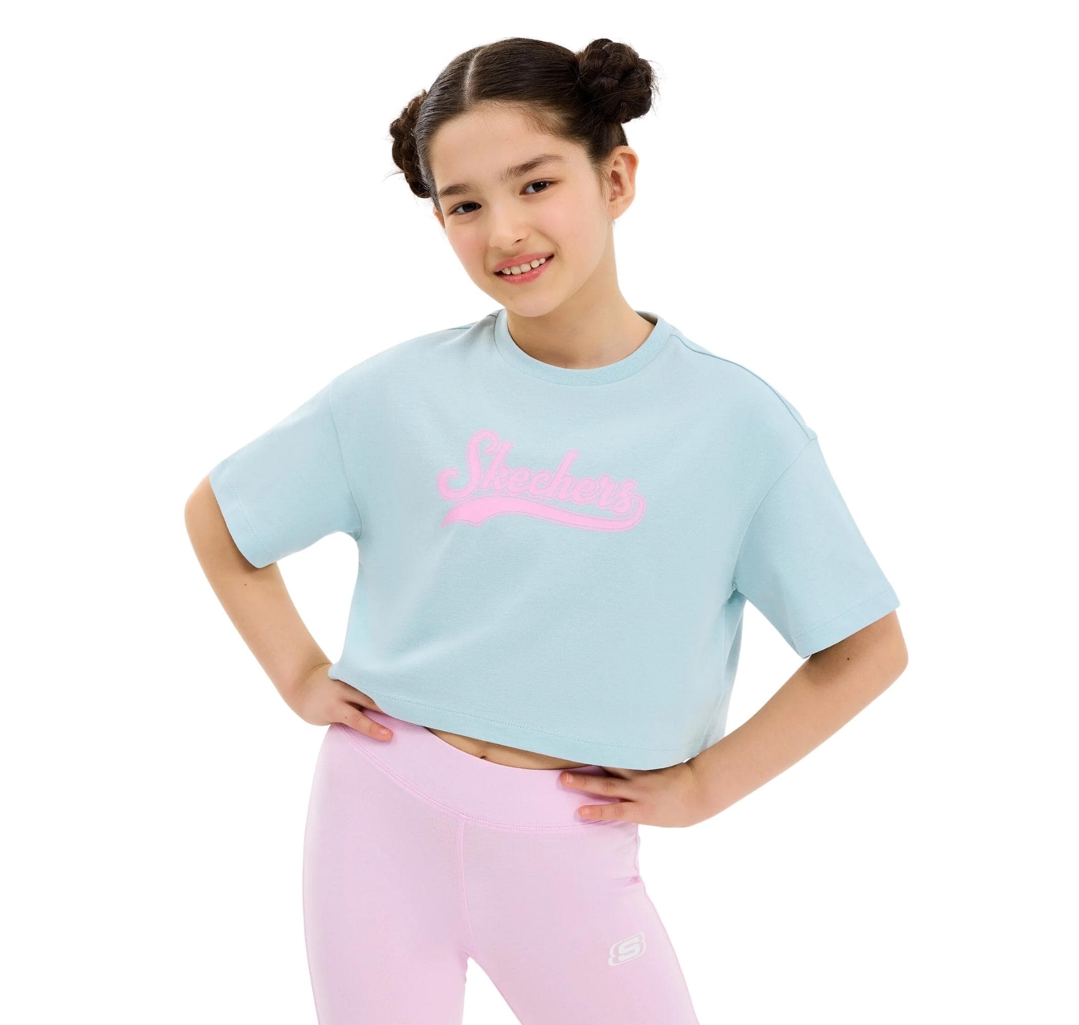 Skechers Skechers G Graphic Tee Crop Çocuk T-Shirt Açık Mavi