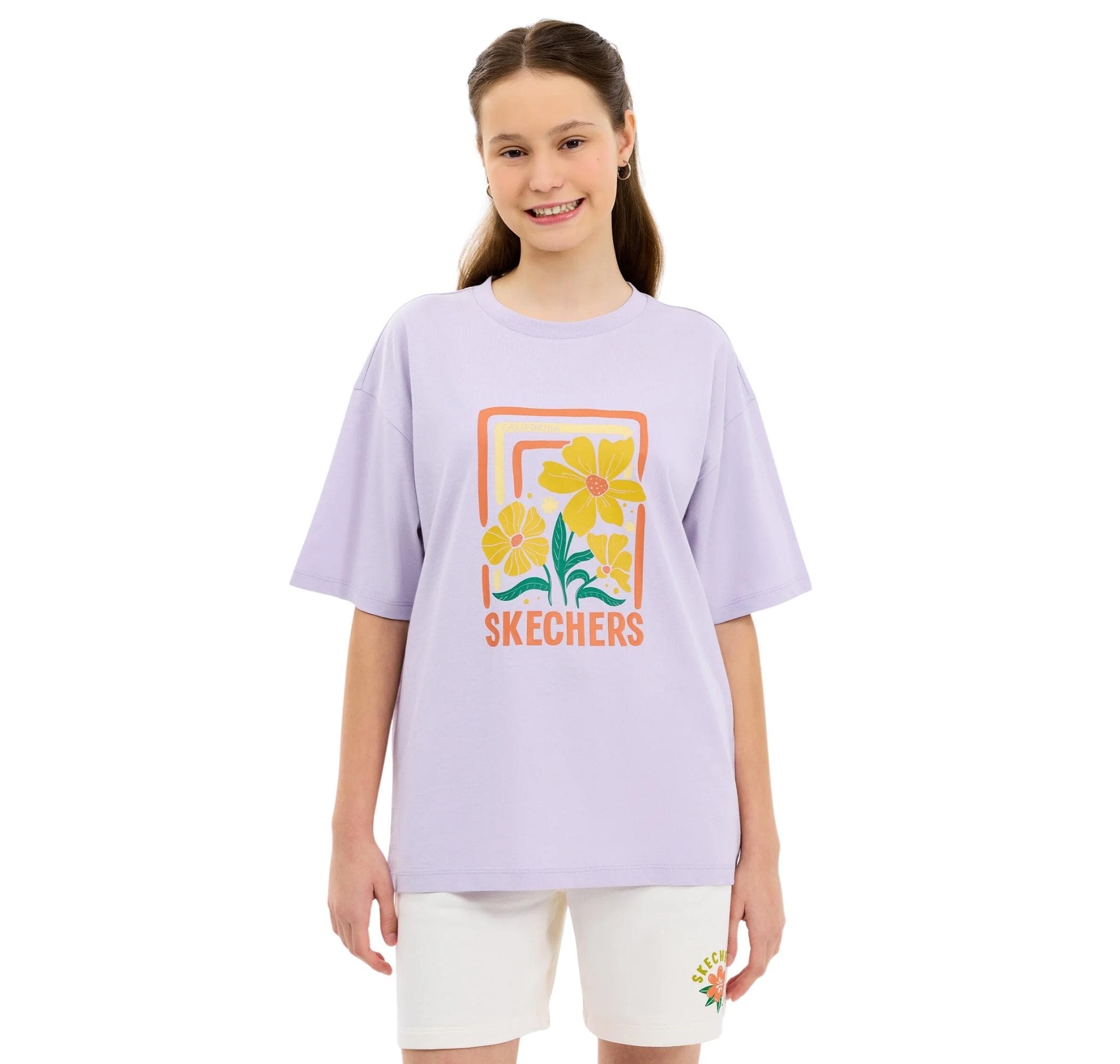 Skechers Skechers G Graphic Tee Oversize Çocuk T-Shirt Mor
