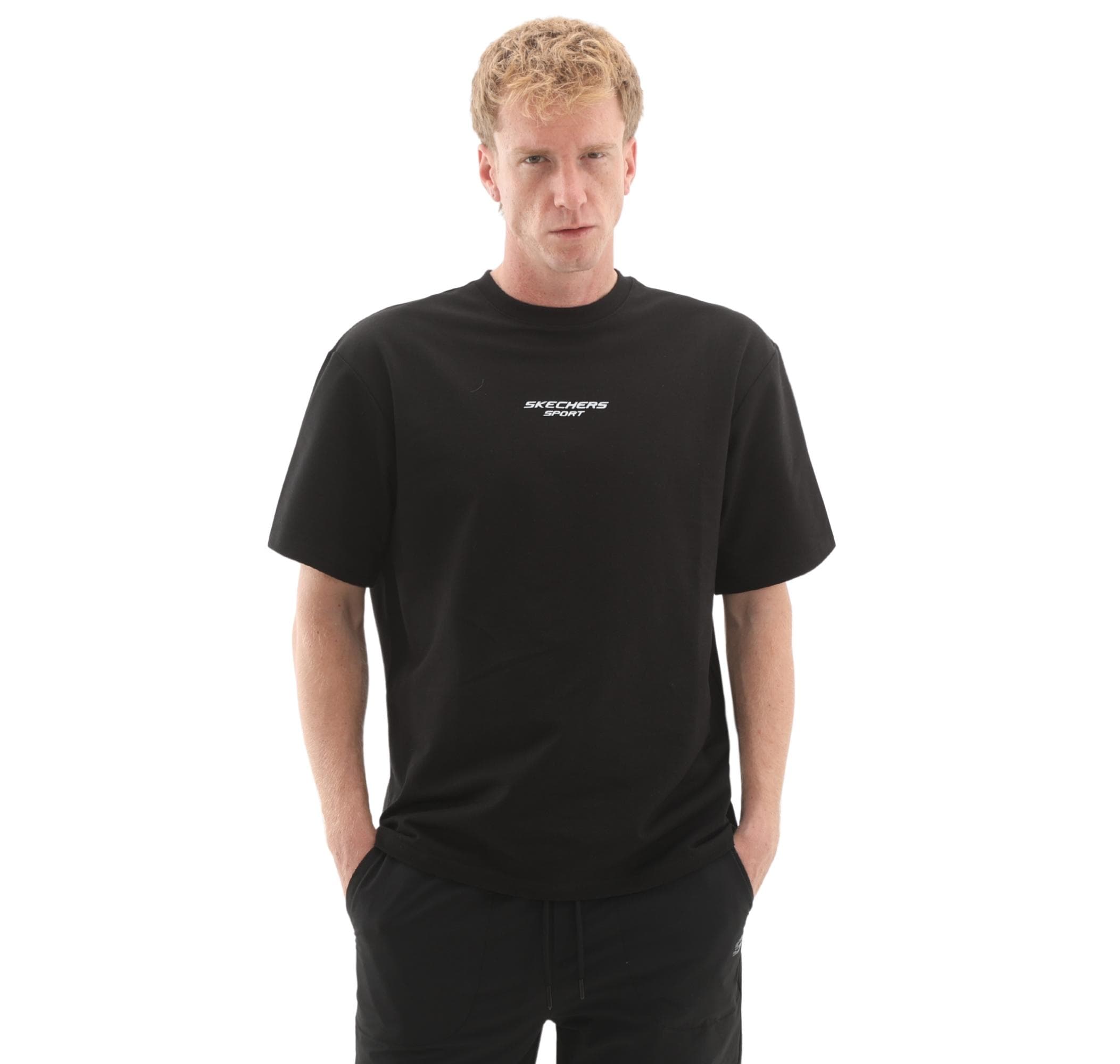 Skechers Skechers Graphic M Short Sleeve Erkek T-Shirt Siyah
