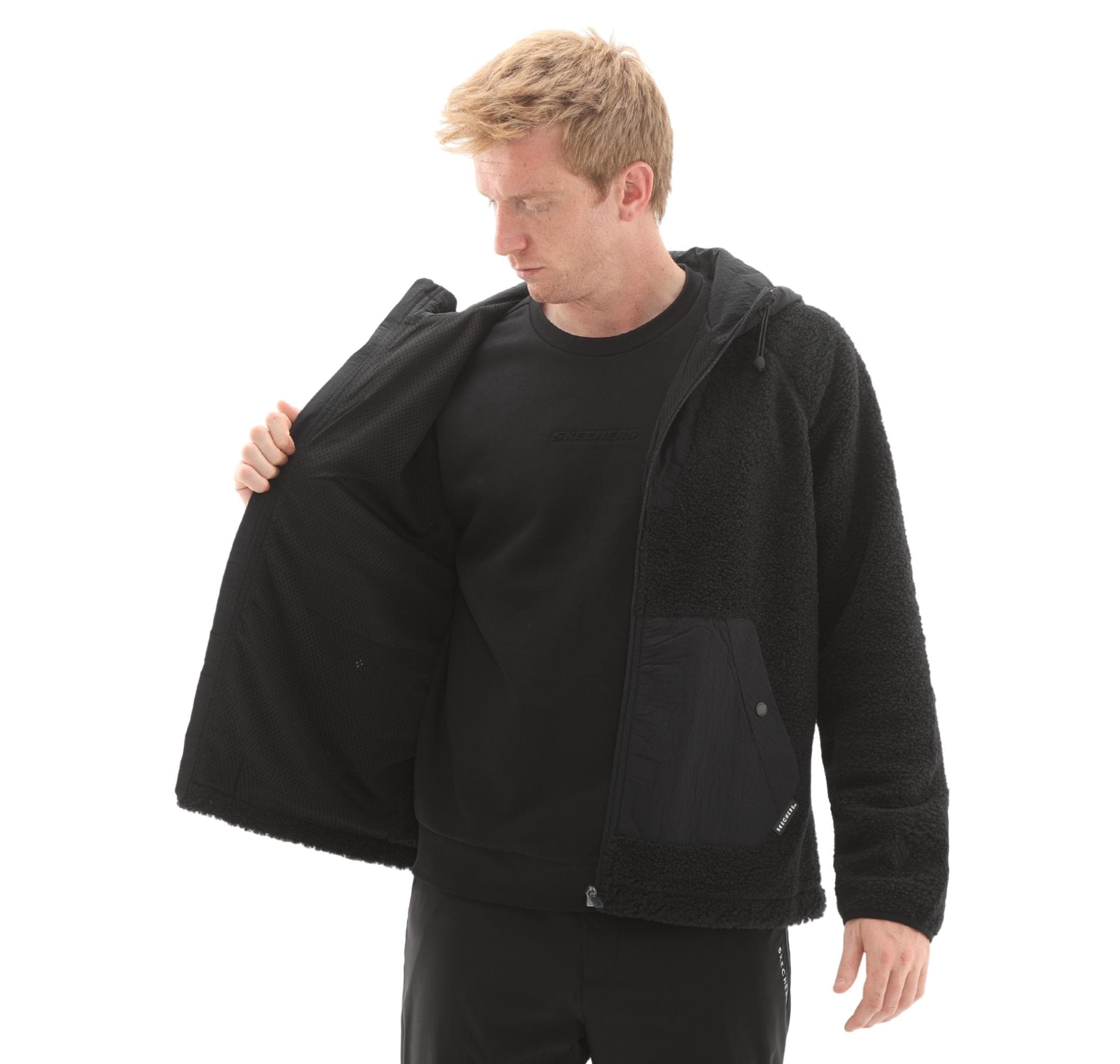 Skechers Skechers M Comfort Hoodie Sherpa Jacket Erkek Ceket Siyah - 4