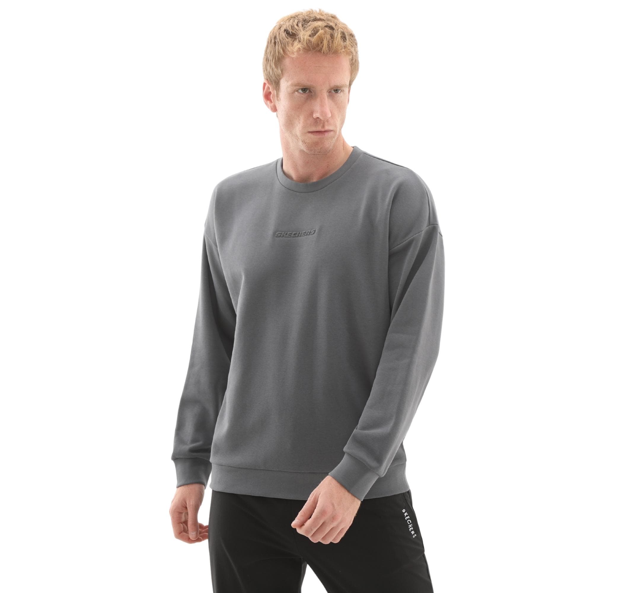 Skechers Skechers M Essential Crewneck Erkek Sweatshirt Gri - 3