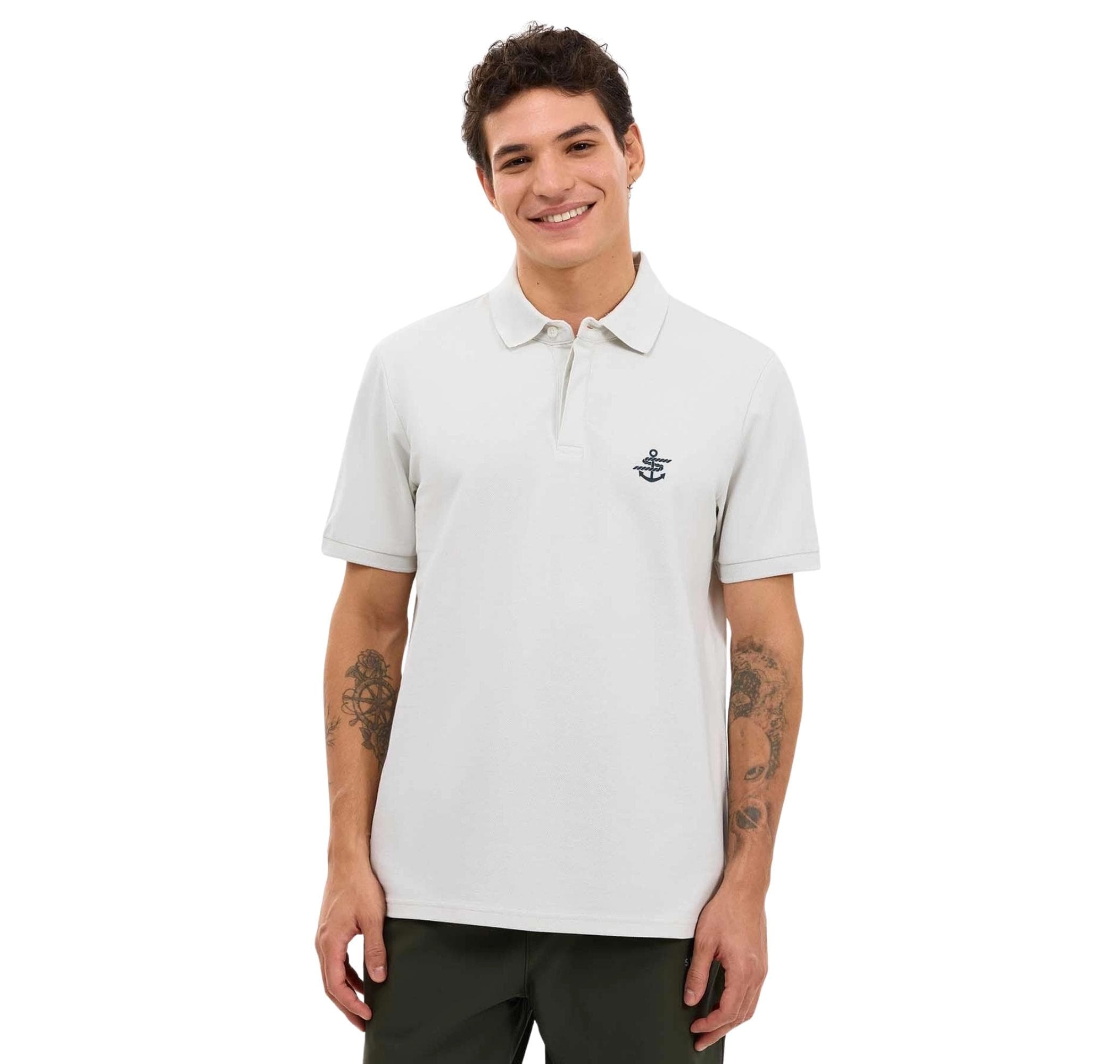 Skechers Skechers M Logo Printed Polo Erkek T-Shirt Beyaz