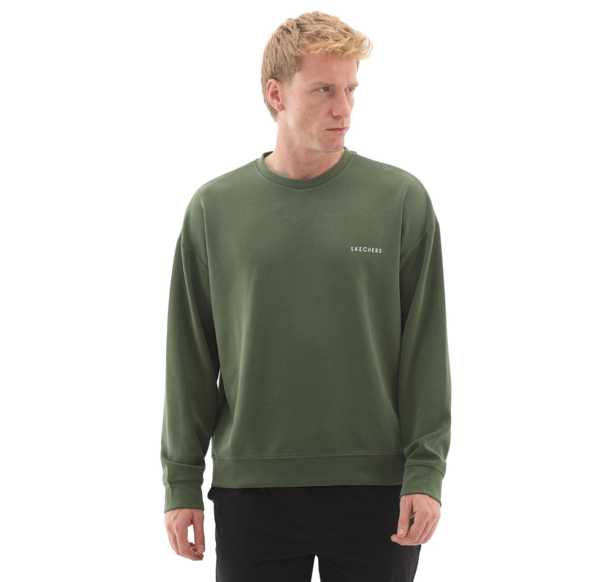 Skechers Skechers M Loose Crewneck Erkek Sweatshirt Yeşil