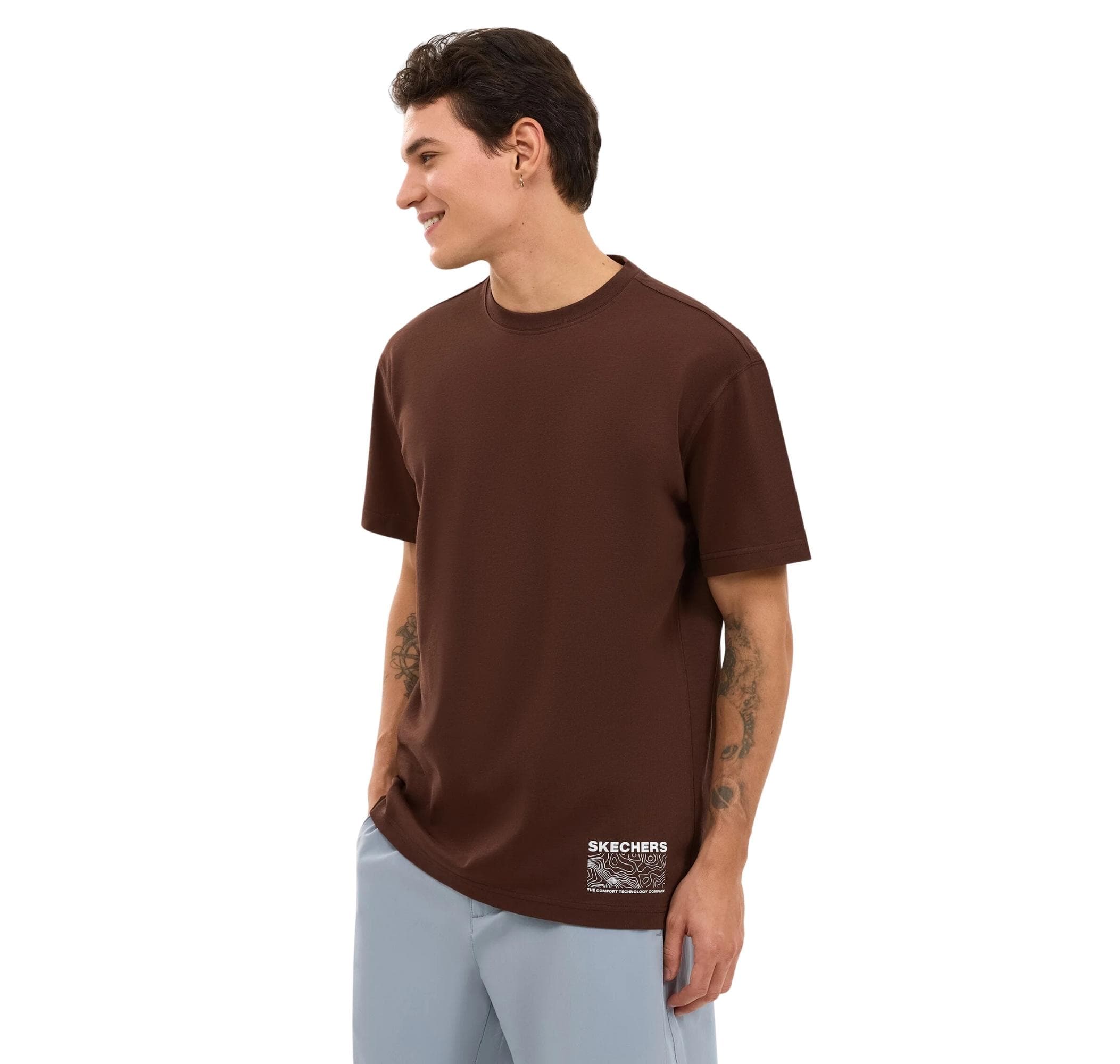 Skechers Skechers M Relaxed Erkek T-Shirt Kahve - 2