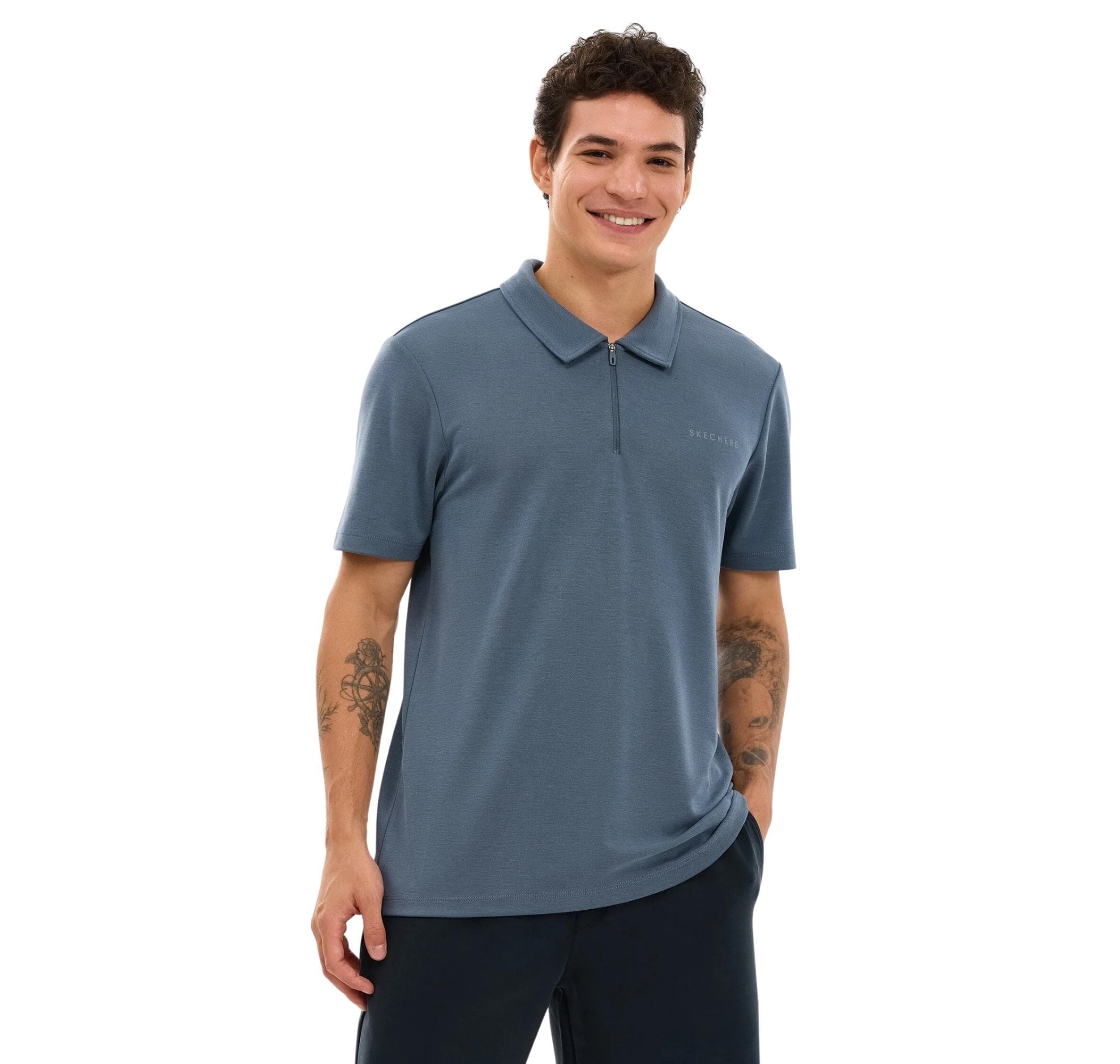 Skechers Skechers M Soft Touch Pique Polo Erkek T-Shirt Gri