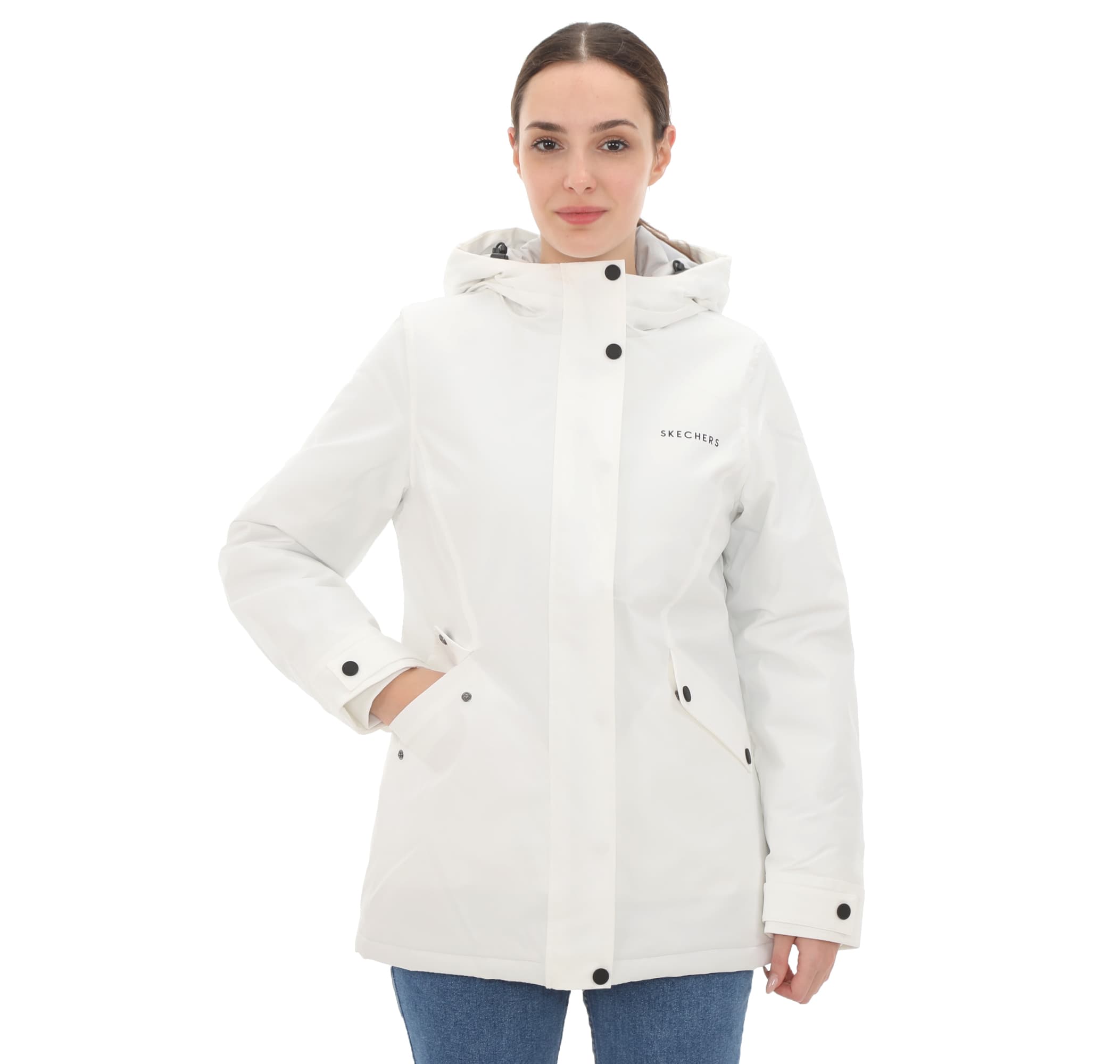 Skechers Skechers Outerwear Kadın Mont Beyaz