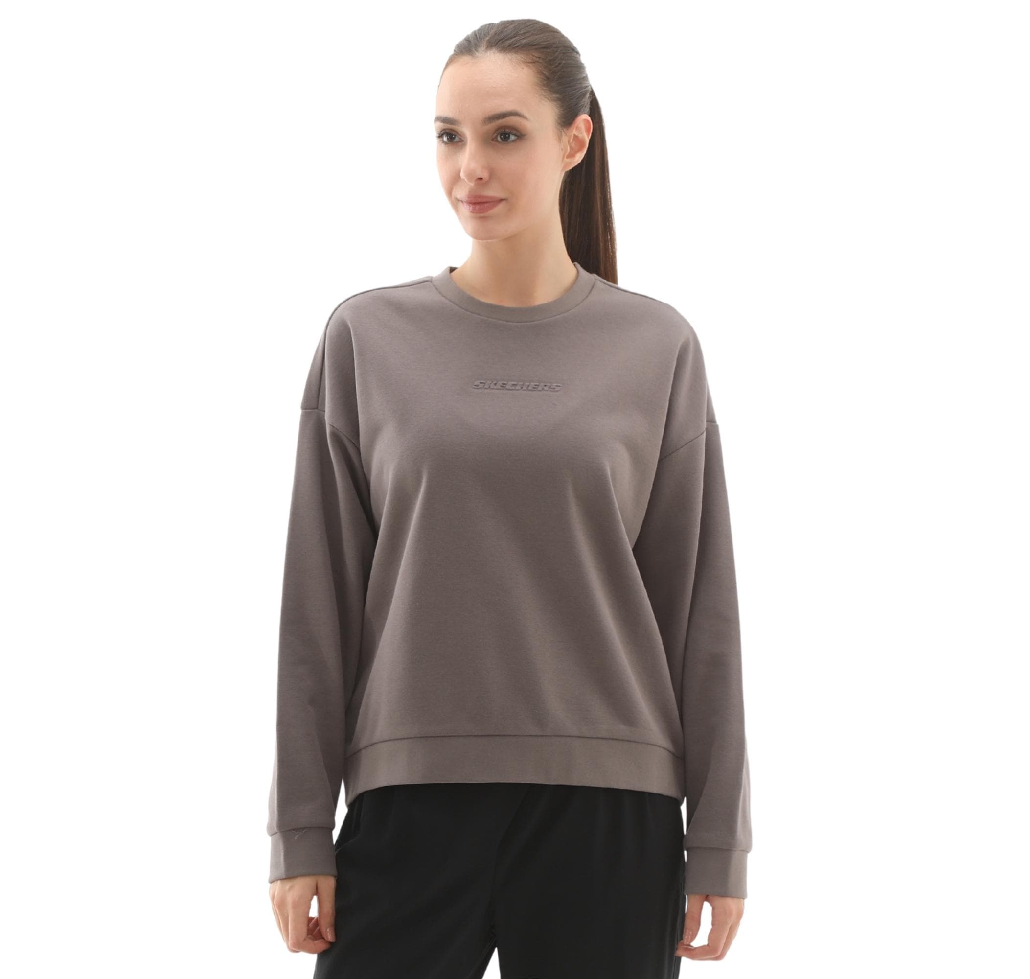 Skechers Skechers W Essential Crewneck Kadın Sweatshirt Gri