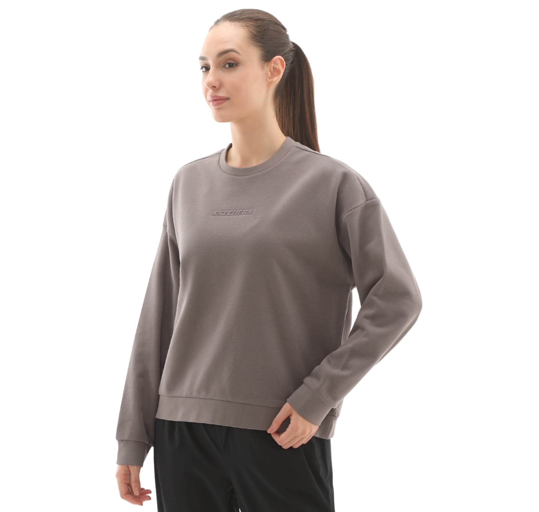 Skechers Skechers W Essential Crewneck Kadın Sweatshirt Gri - 2