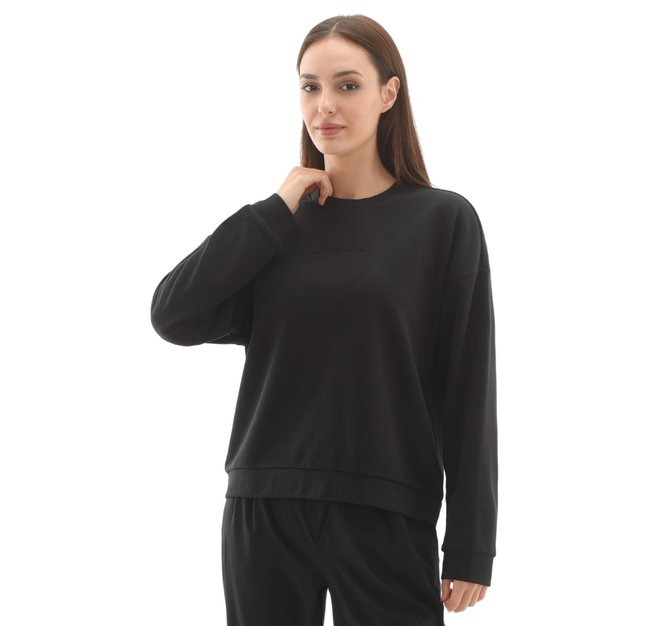 Skechers Skechers W Essential Crewneck Kadın Sweatshirt Siyah - 2