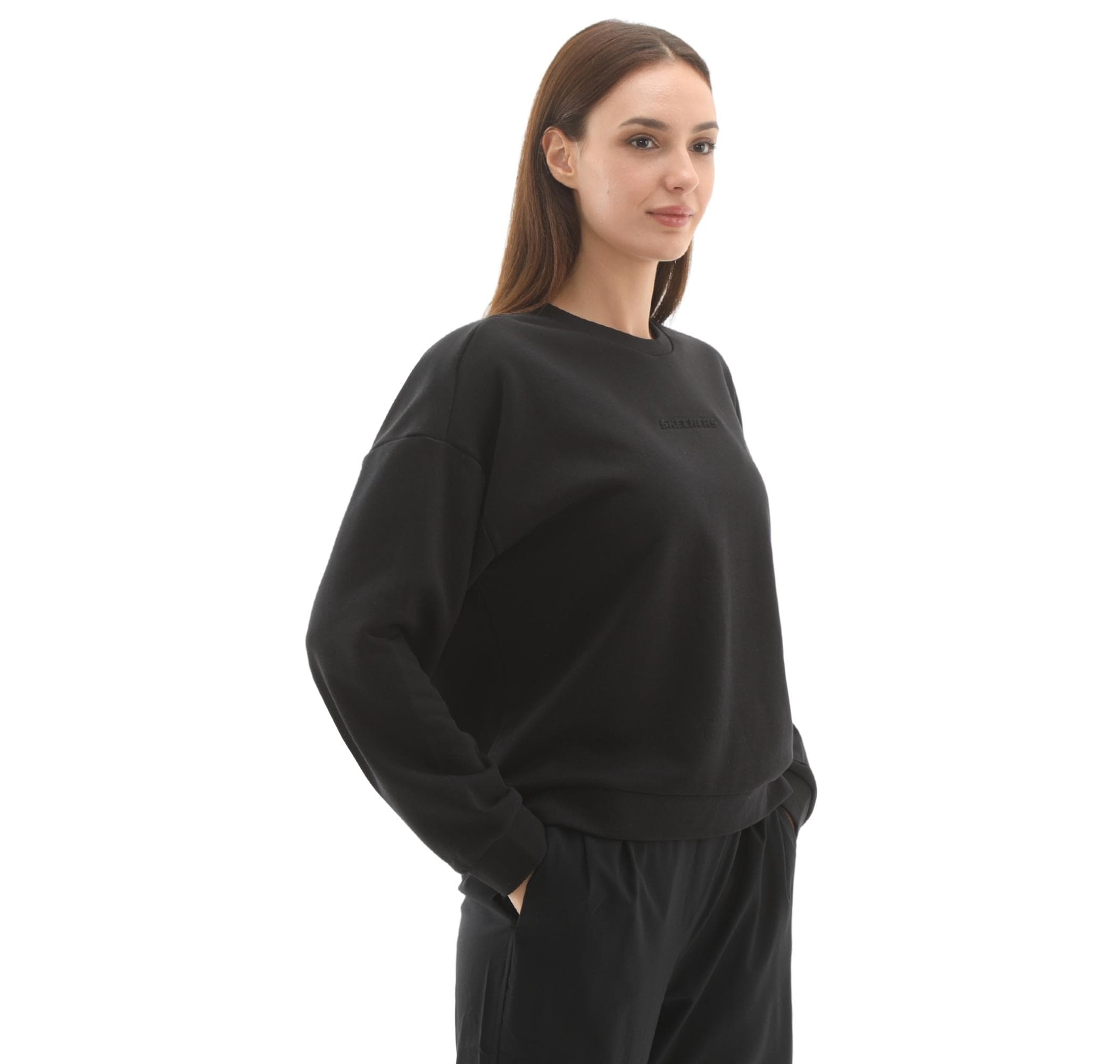 Skechers Skechers W Essential Crewneck Kadın Sweatshirt Siyah - 3