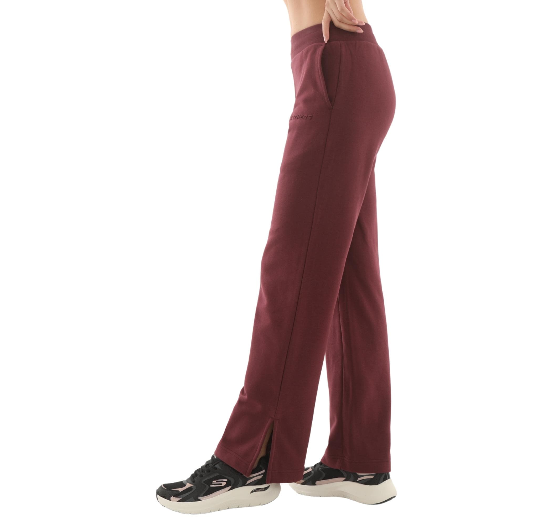 Skechers Skechers W Essential Wide Leg Regular Fit Sweatpant Kadın Eşofman Altı Bordo - 4