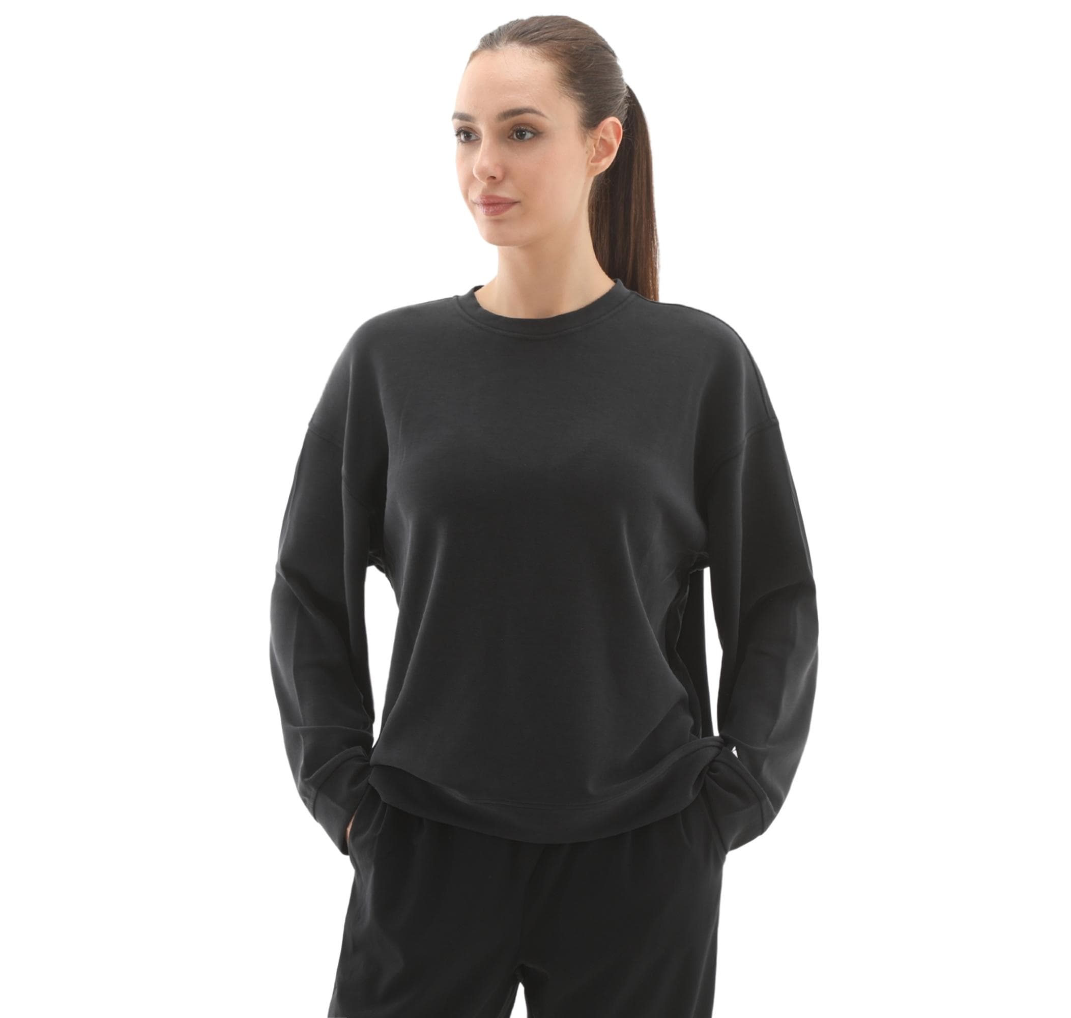 Skechers Skechers W Lounge Loose Crew Neck Kadın Sweatshirt Siyah
