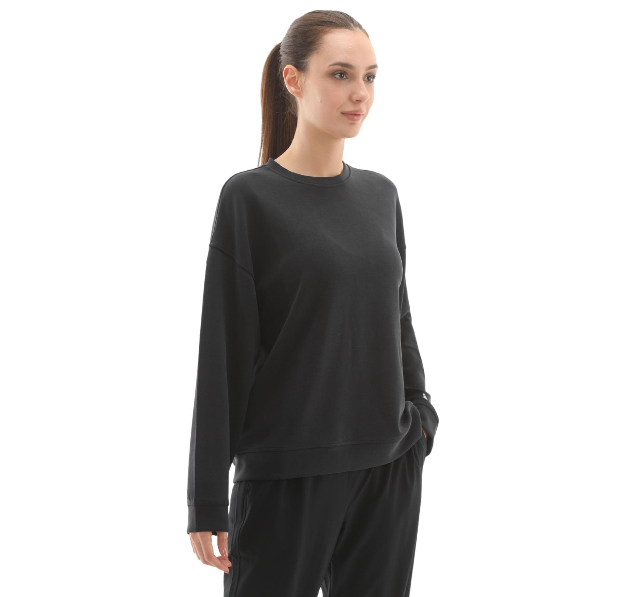 Skechers Skechers W Lounge Loose Crew Neck Kadın Sweatshirt Siyah - 3