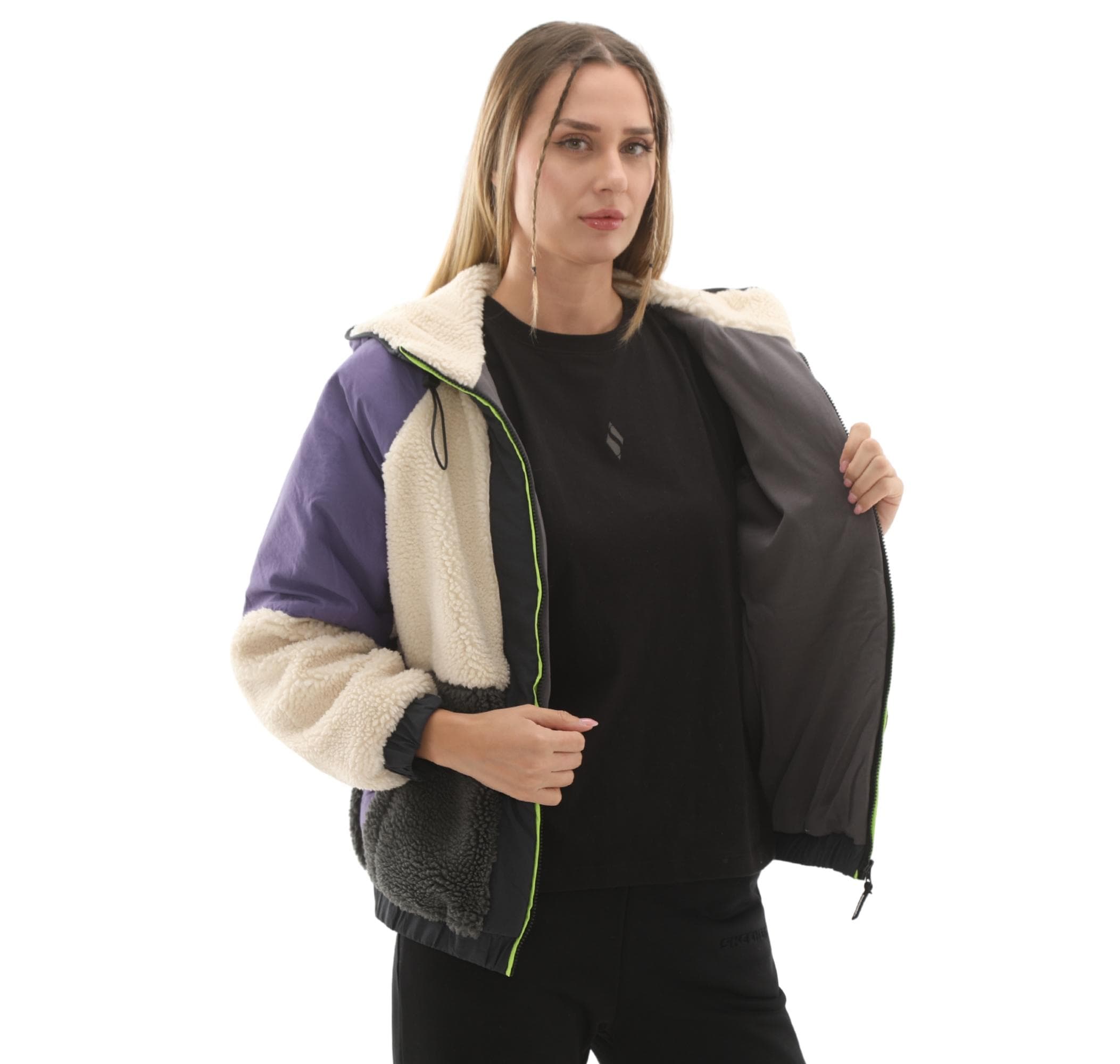 Skechers Skechers W Outdoor Fleece Full Zip Sherpa Kadın Ceket Krem - 4