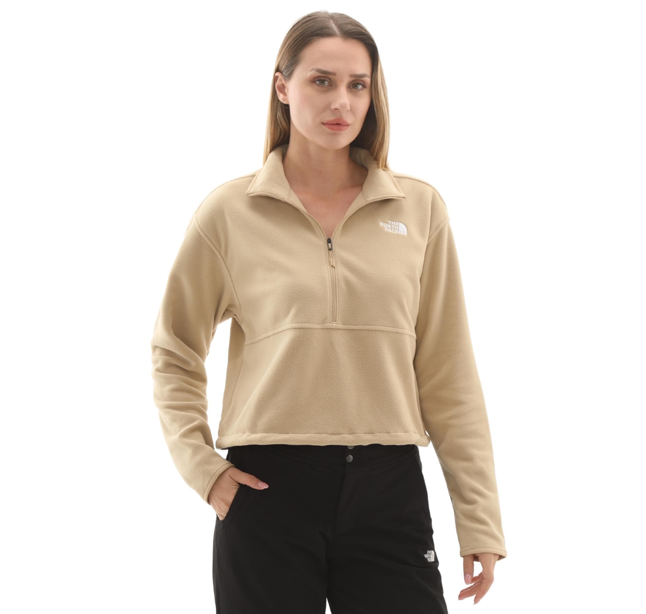 The North Face The North Face W Glacıer Fleece 1-2 Zıp Short Jacket Kadın Sweatshirt Krem - 5