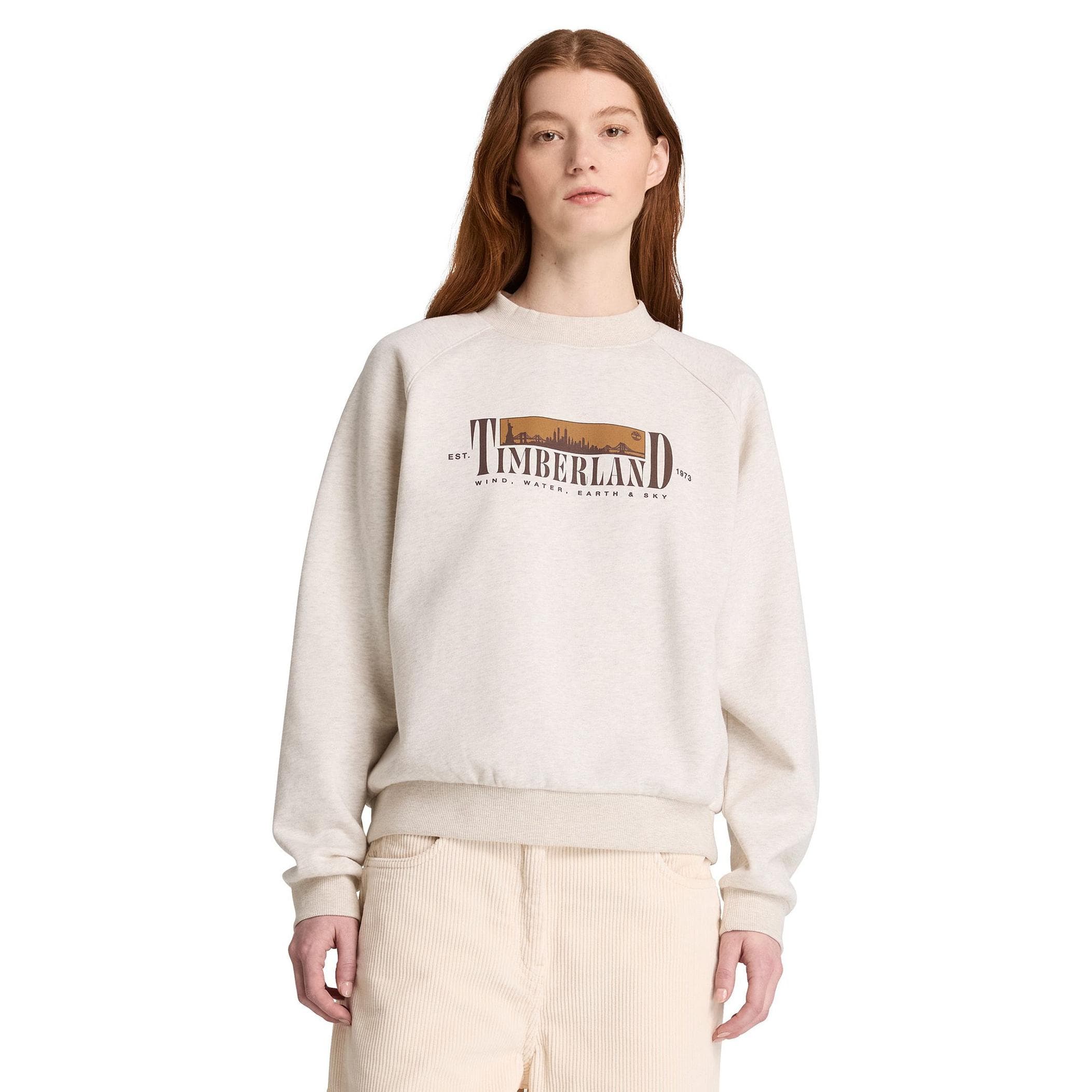 Timberland Timberland Brushed Back Chest Graphic Crew Sweatshi Kadın Sweatshirt Bej