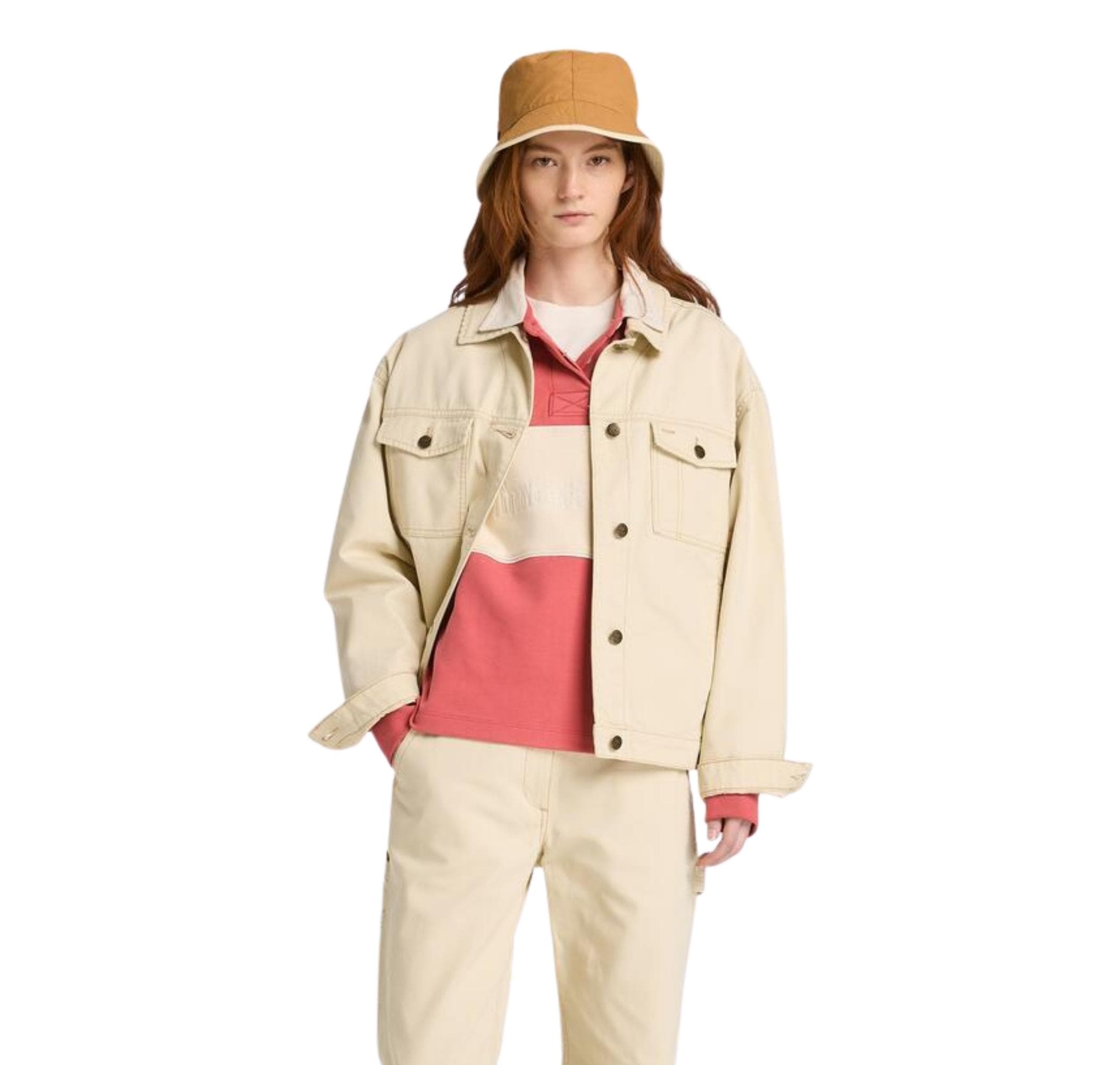 Timberland Timberland Canvas Trucker Jacket Kadın Ceket Krem - 2