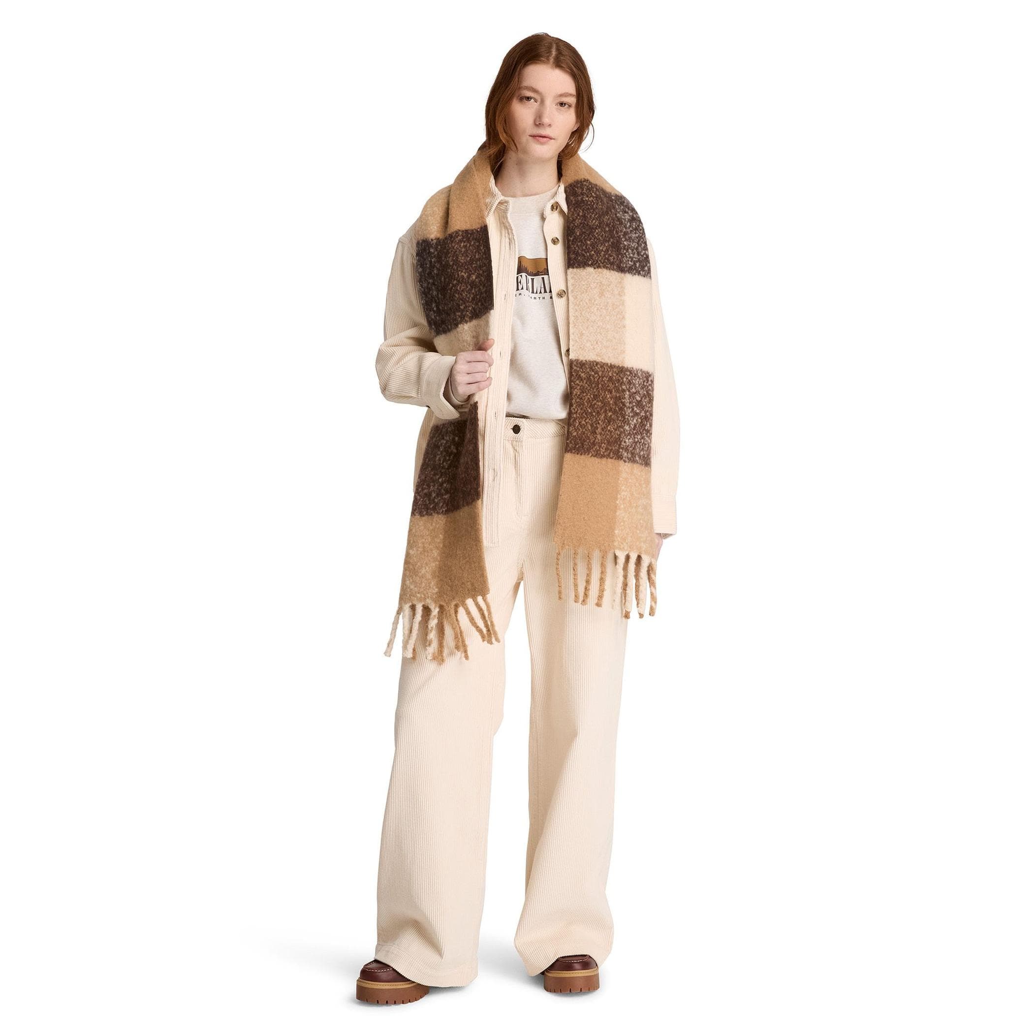 Timberland Timberland Corduroy Wide-Leg Pants Kadın Pantolon Krem - 4