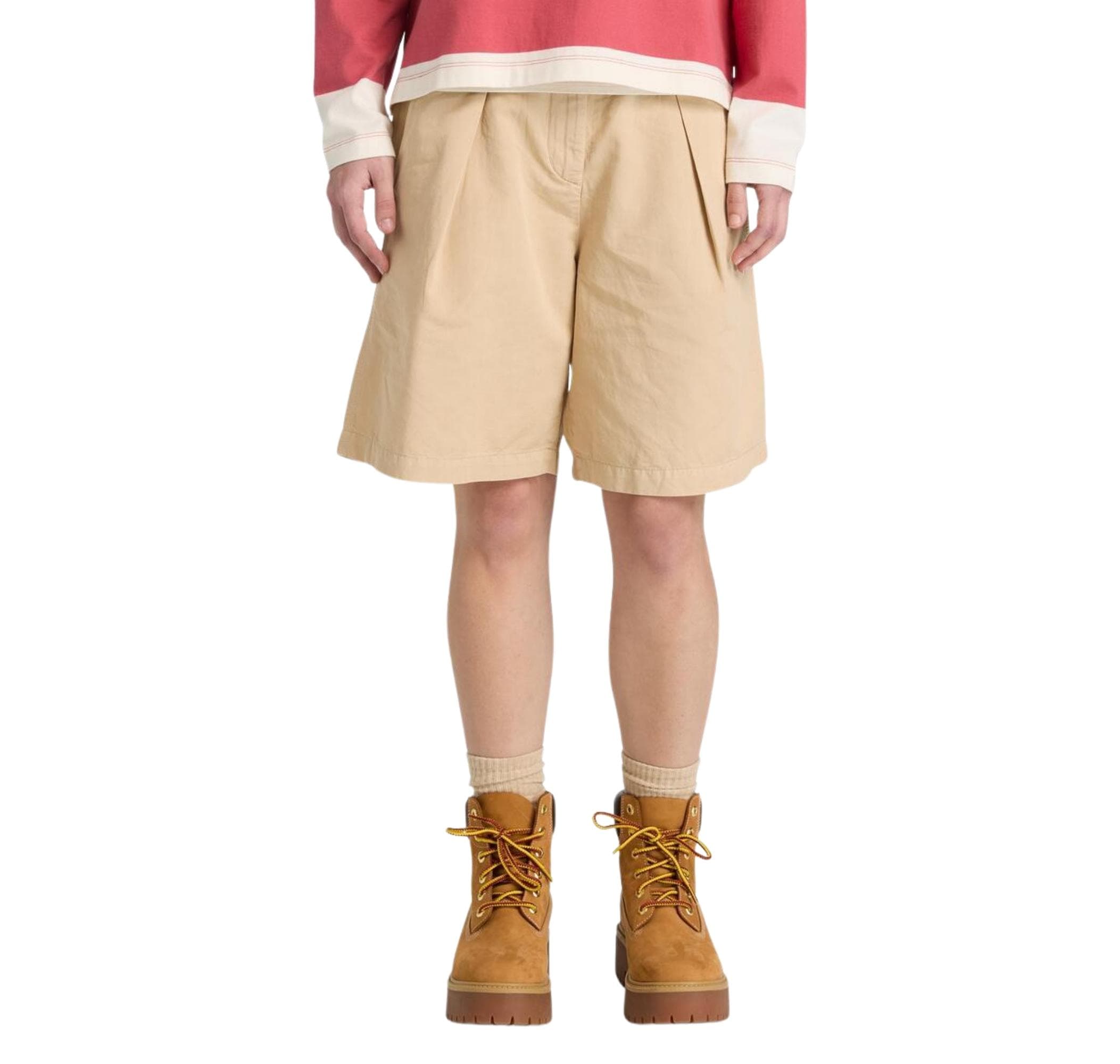 Timberland Timberland Cotton Linen Bermuda Kadın Şort Ve Kapri Krem