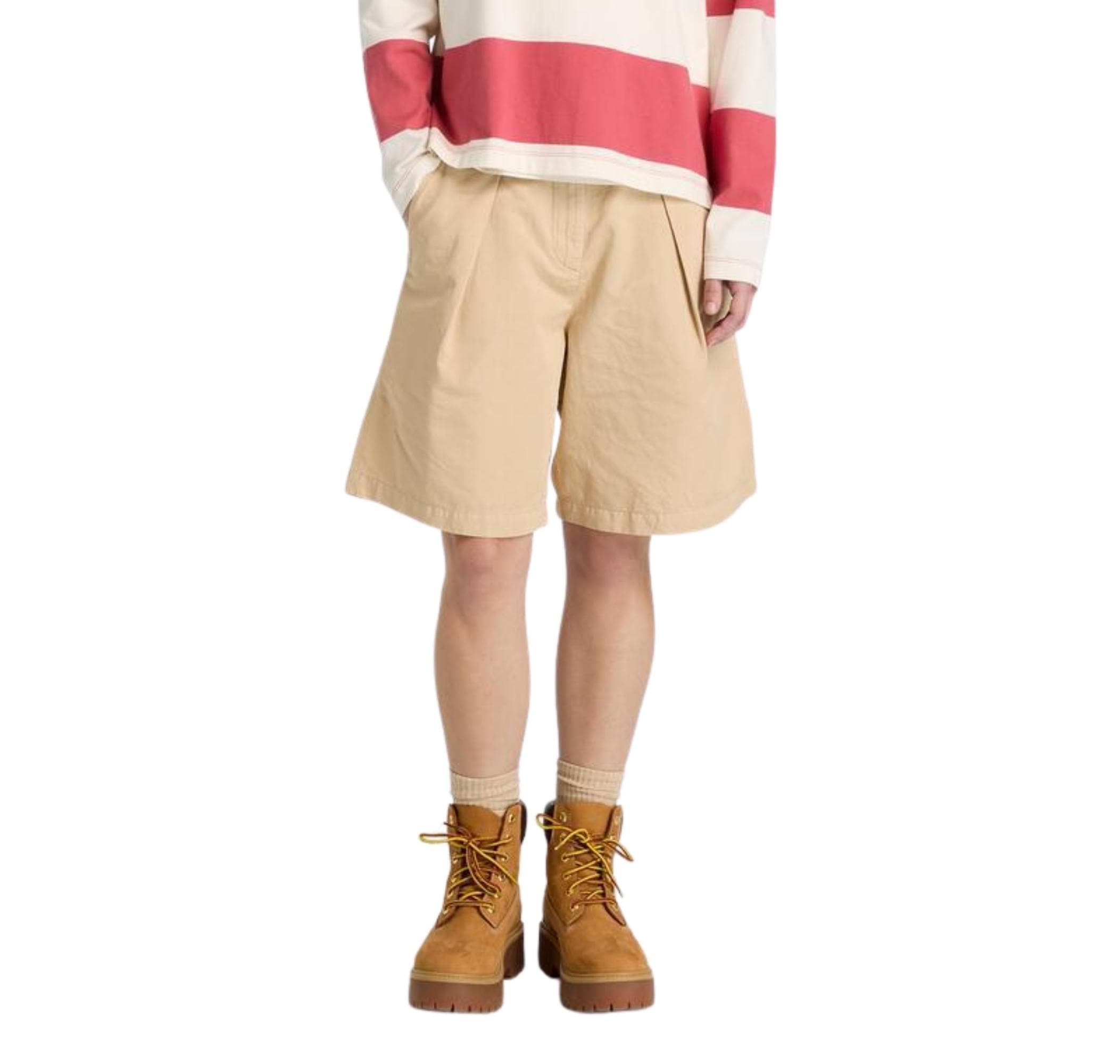 Timberland Timberland Cotton Linen Bermuda Kadın Şort Ve Kapri Krem - 2