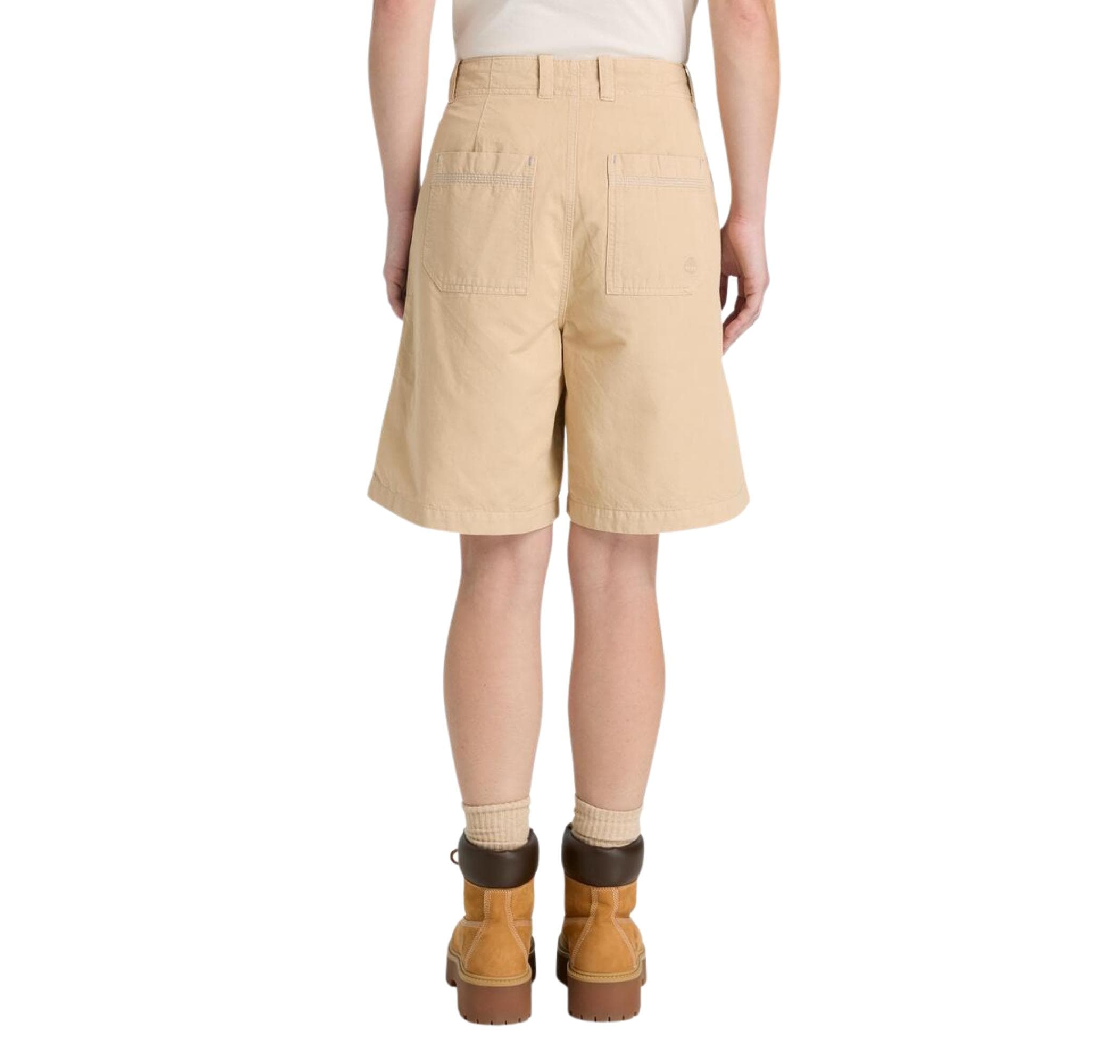 Timberland Timberland Cotton Linen Bermuda Kadın Şort Ve Kapri Krem - 3