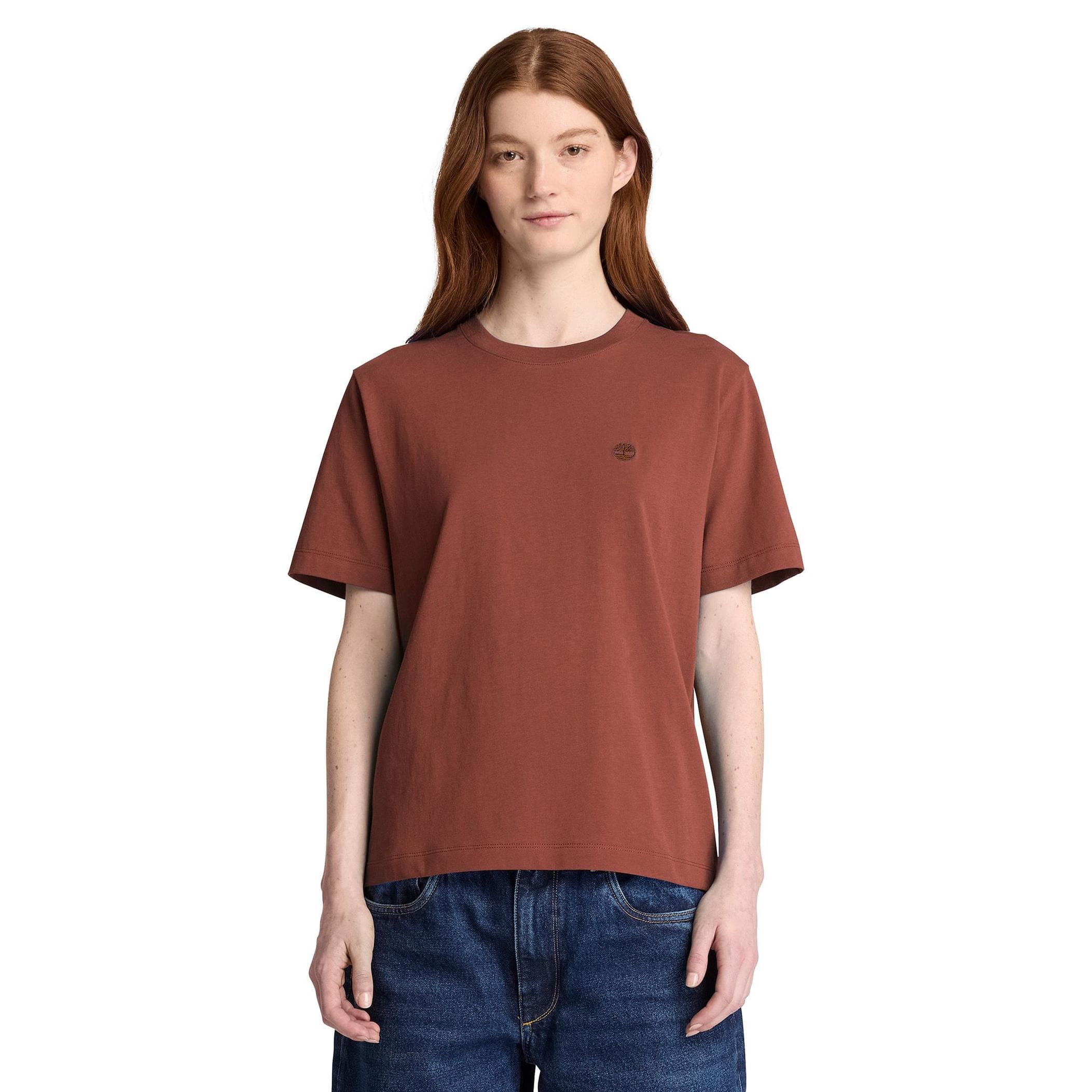 Timberland Timberland Crafted Crew Short-Sleeves Tee Kadın T-Shirt Kahve