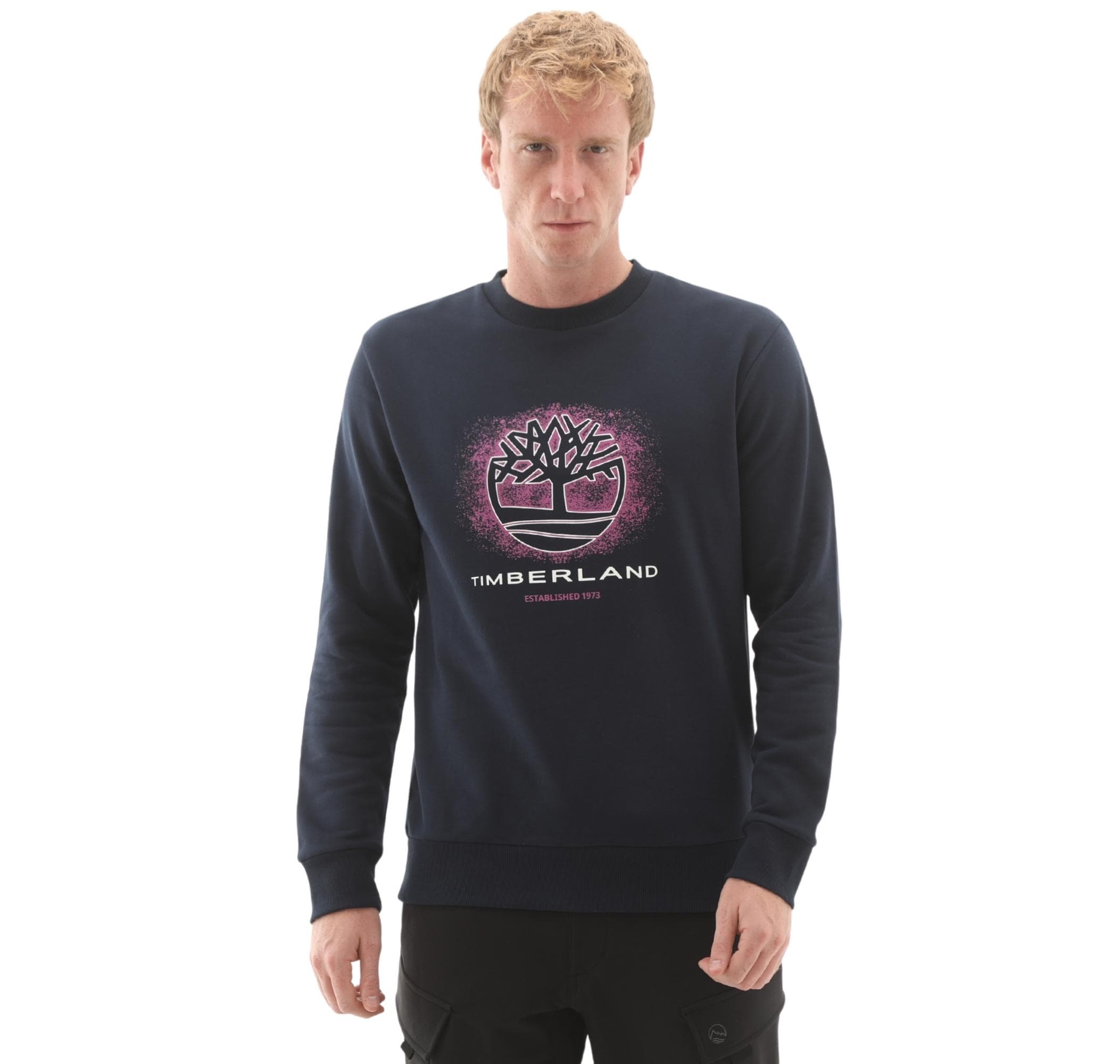 Timberland Timberland Front Seasonal Tree Logo Graphic Crewnec Erkek Sweatshirt Lacivert